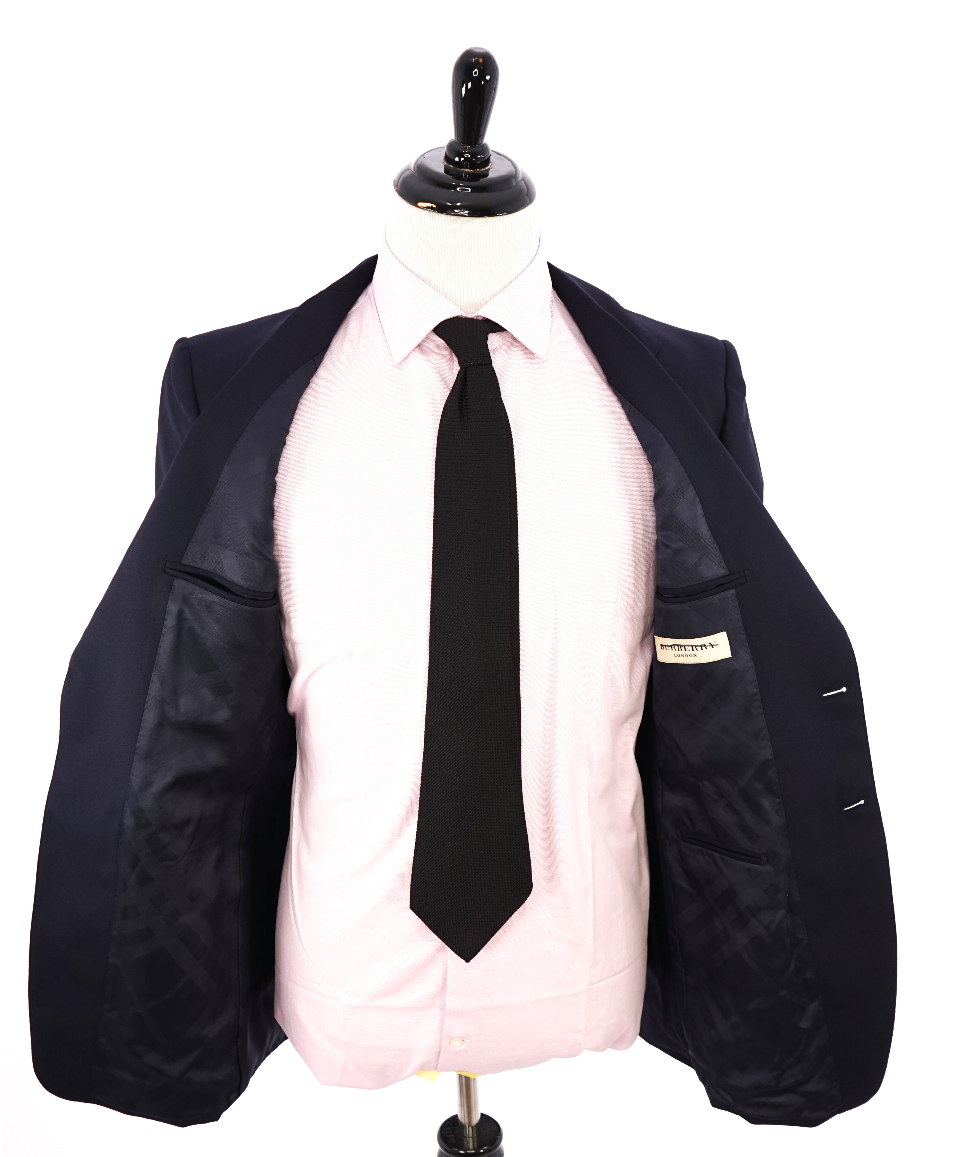 BURBERRY LONDON - Made In Italy Wool Solid Navy "MILBURY" LOGO Suit - 42L