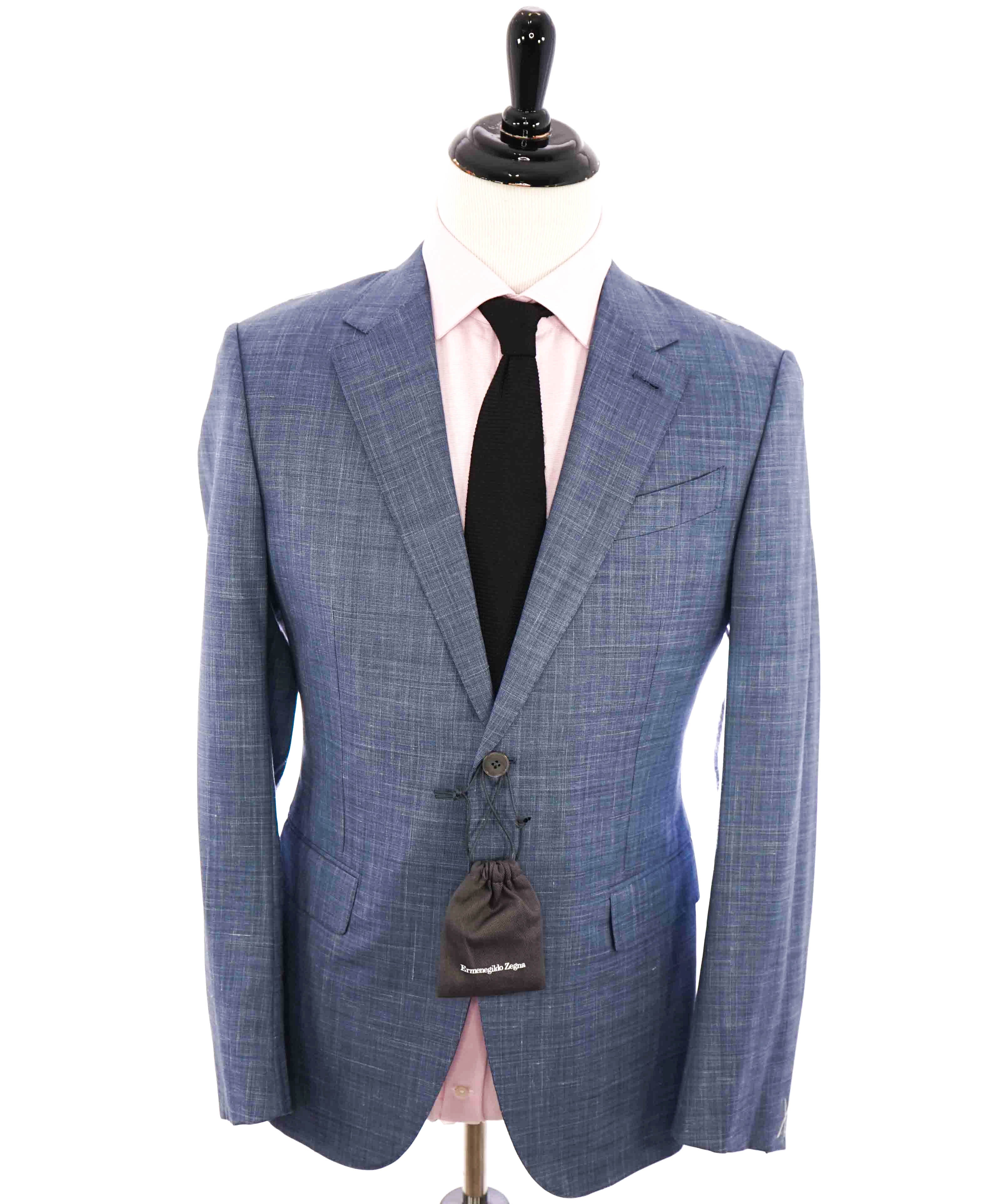 $3,290 ERMENEGILDO ZEGNA- “TORFEO SUMMER” Baby Blue W/SLK/L Blazer- 40R