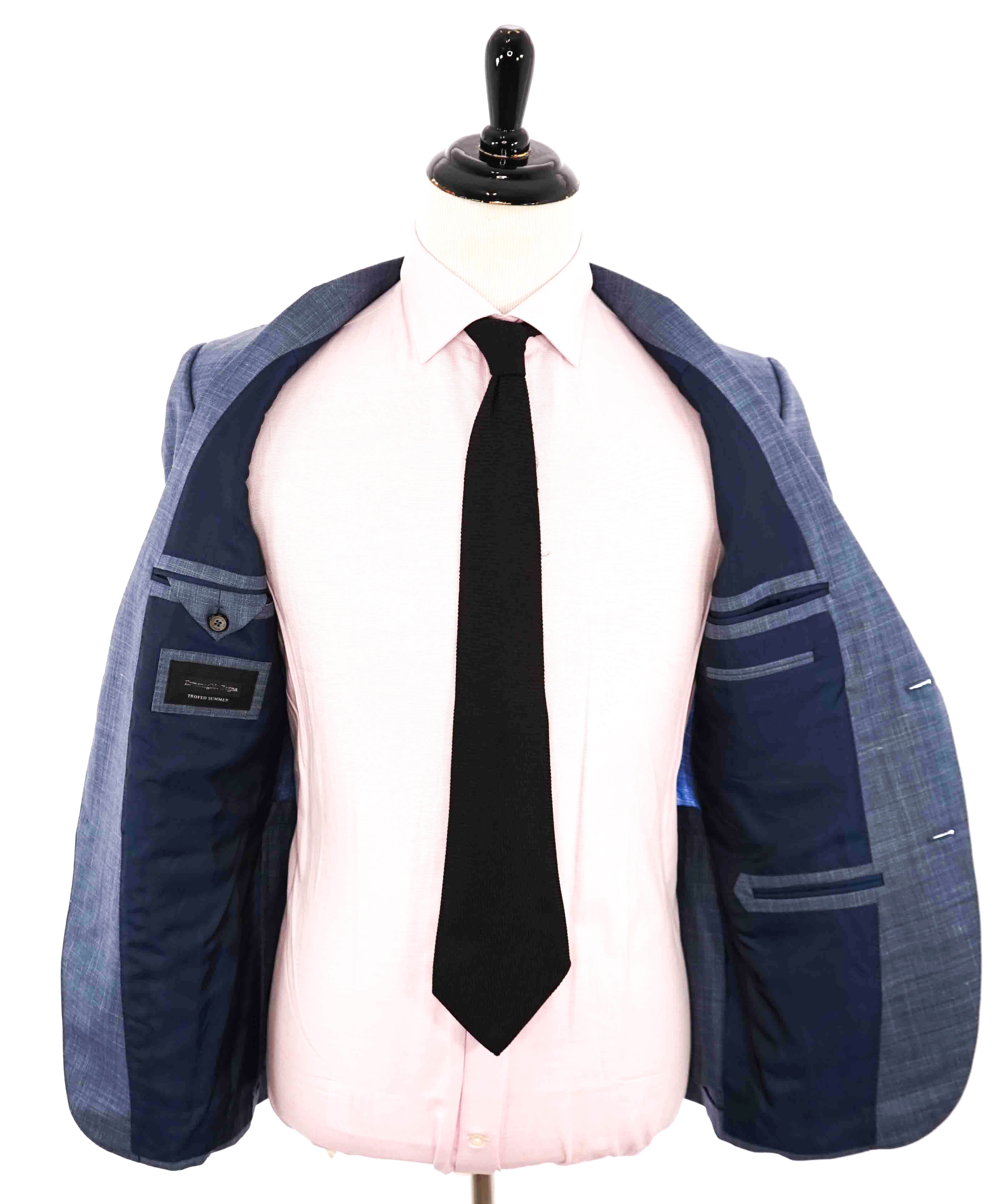 $3,290 ERMENEGILDO ZEGNA- “TORFEO SUMMER” Baby Blue W/SLK/L Blazer- 40R