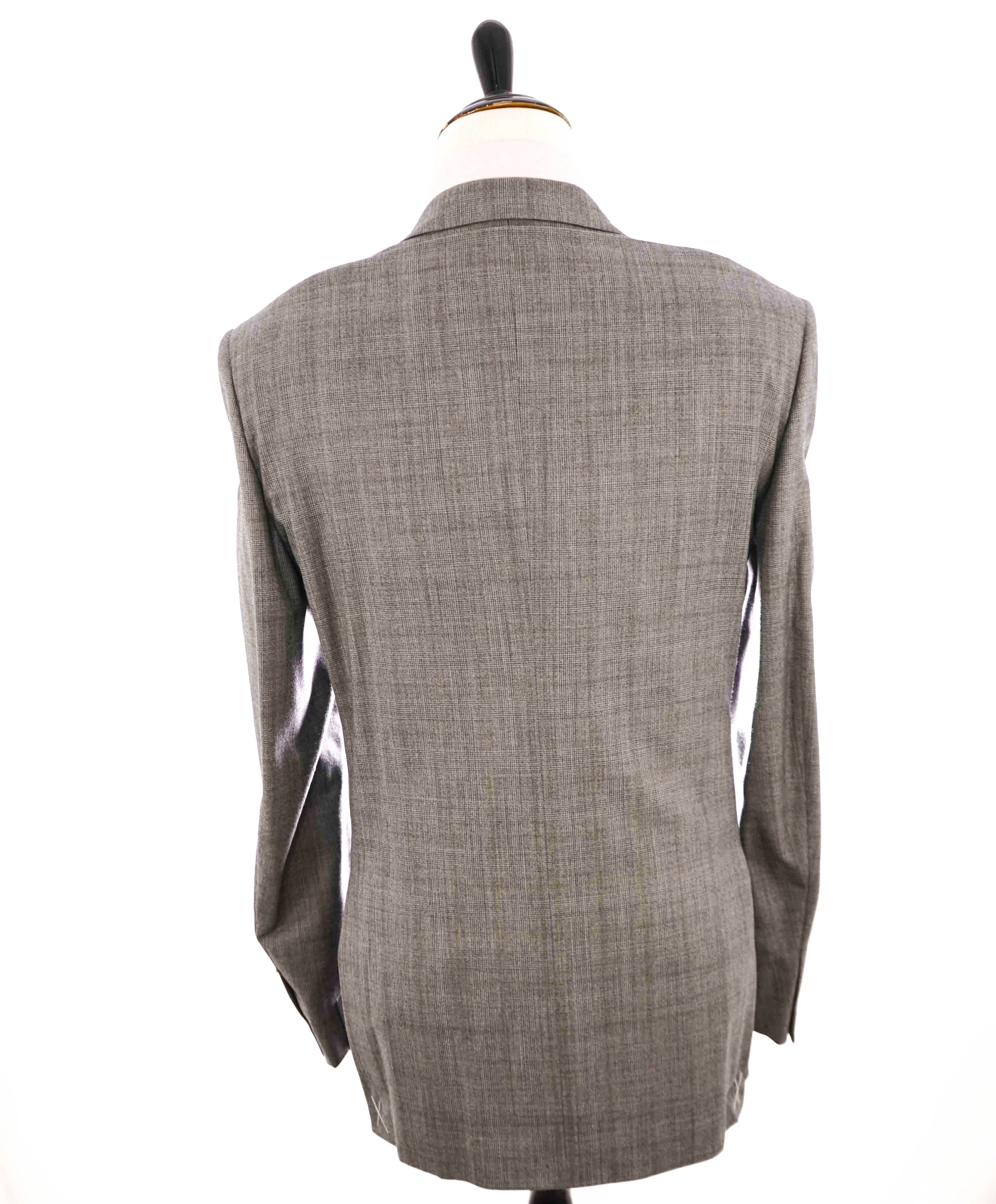 $4,690 ERMENEGILDO ZEGNA -"TROFEO 600" SILK Gray/Camel Check Suit - 46L