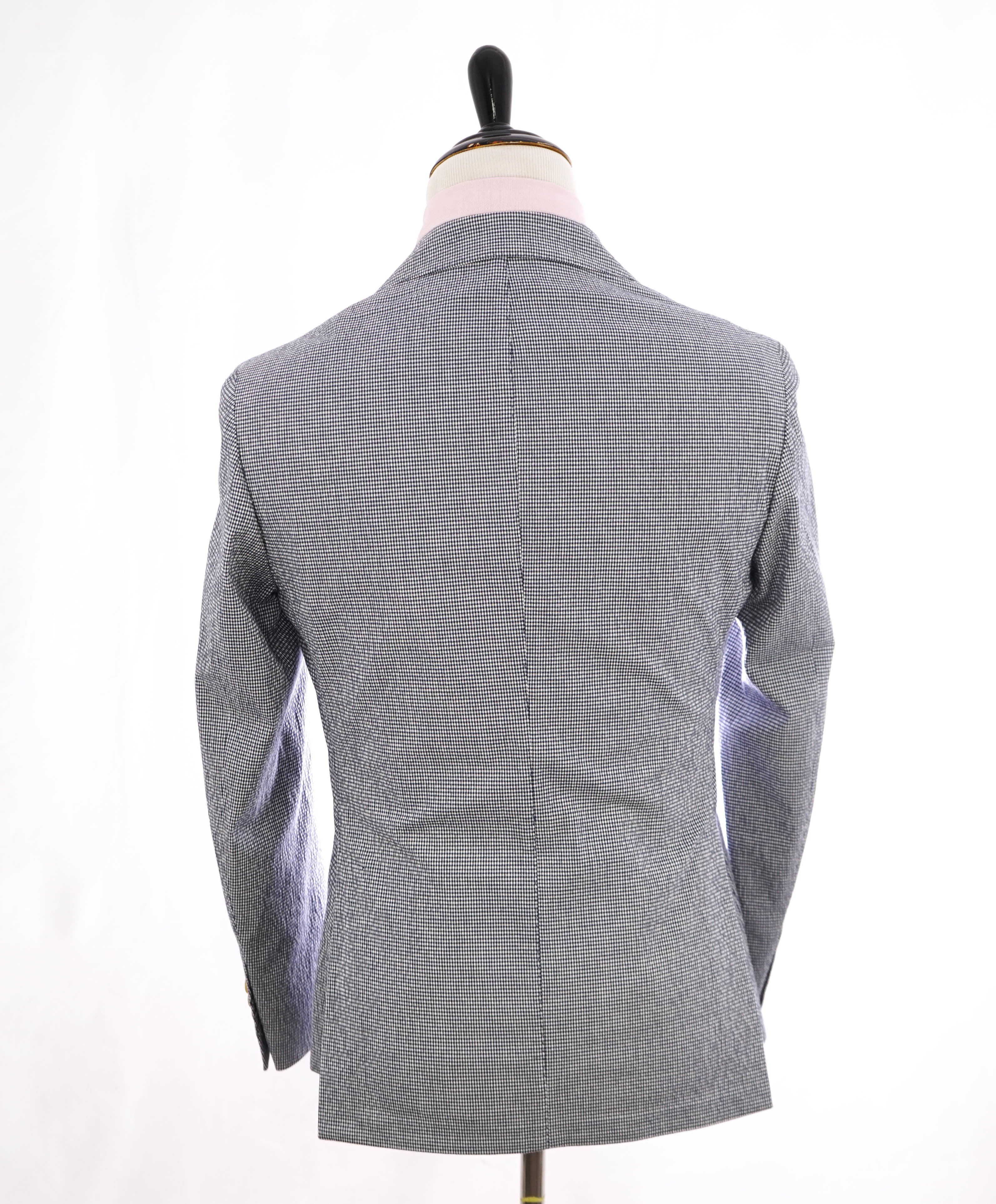 ELEVENTY - SEERSUCKER Blue Gingham Check White Button Blazer - 38 (48 EU)