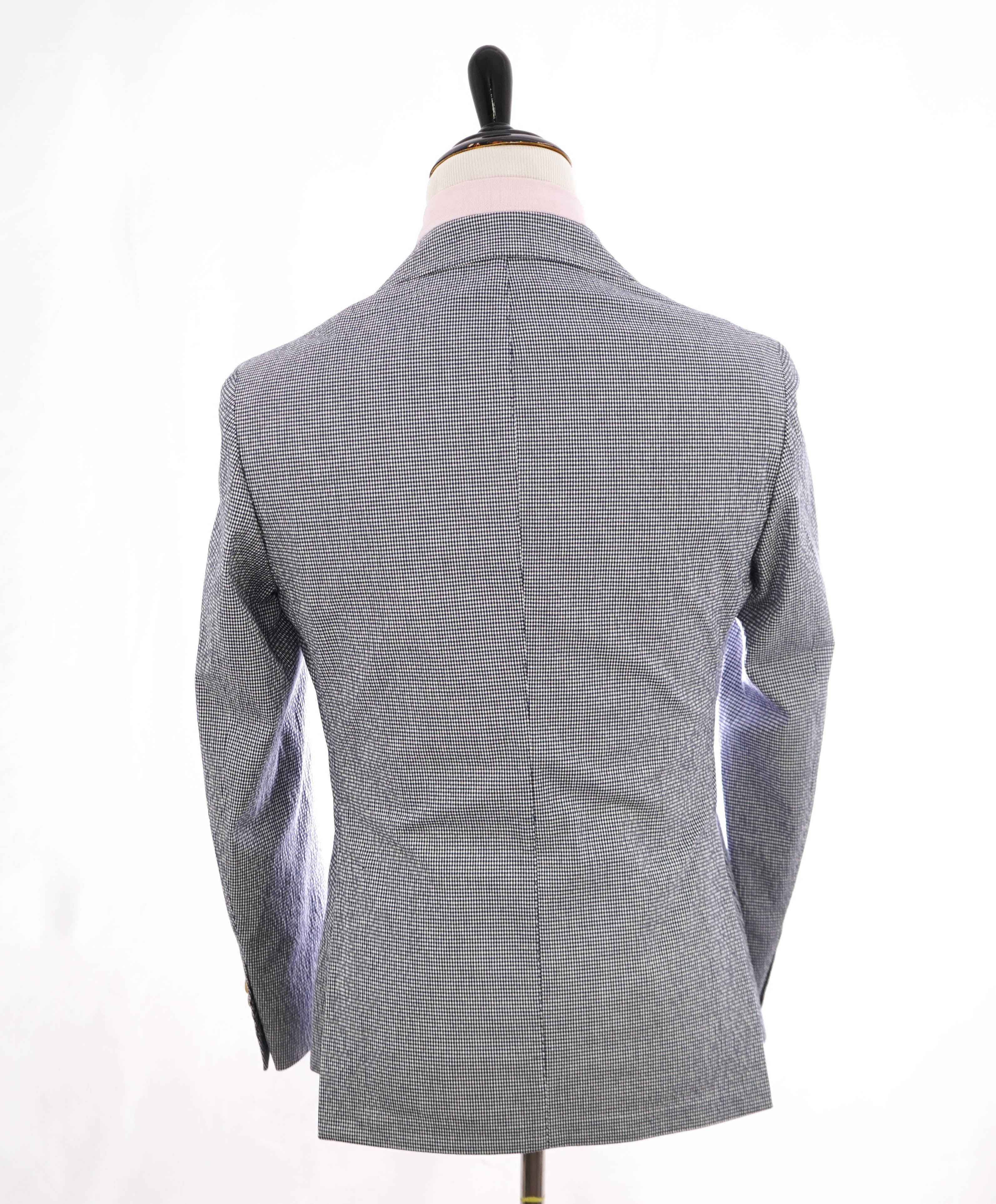 $995 ELEVENTY -SEERSUCKER Blue Gingham Check White Button Blazer- 48 (58EU)
