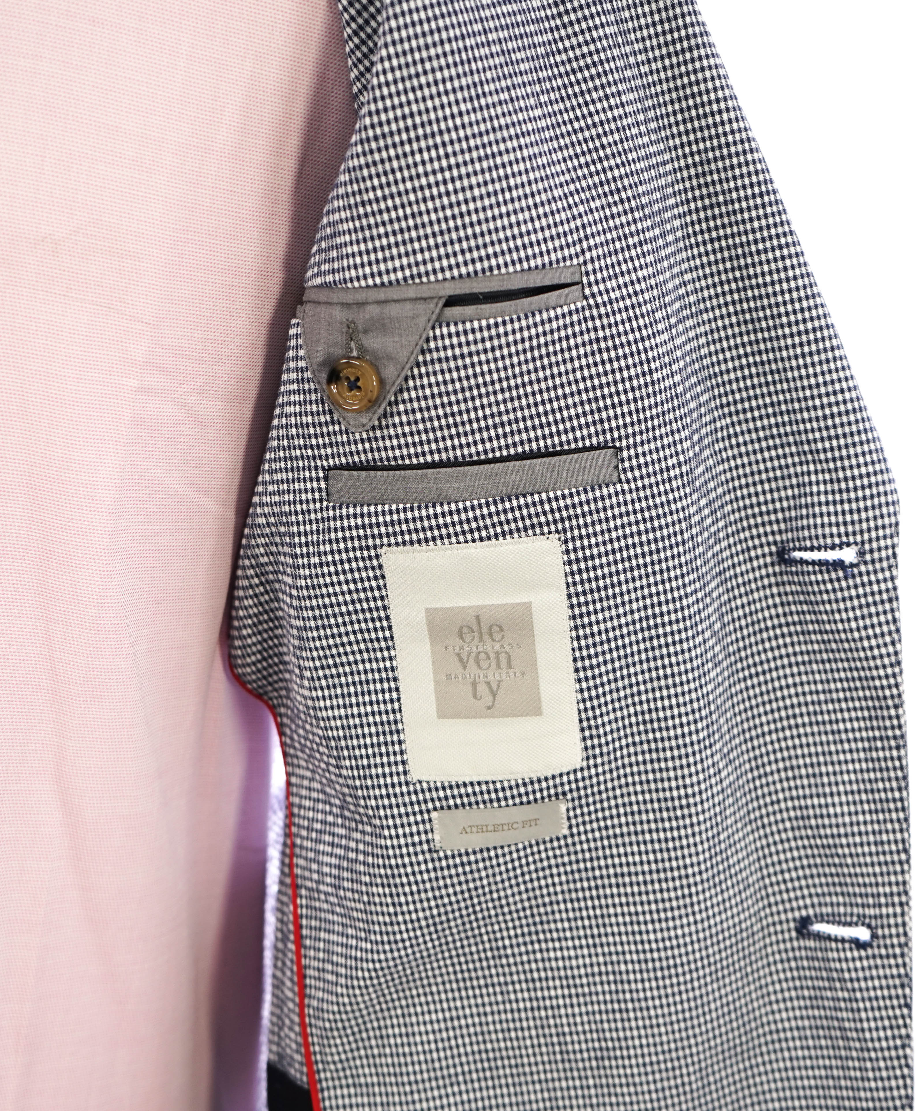$995 ELEVENTY -SEERSUCKER Blue Gingham Check White Button Blazer- 48 (58EU)