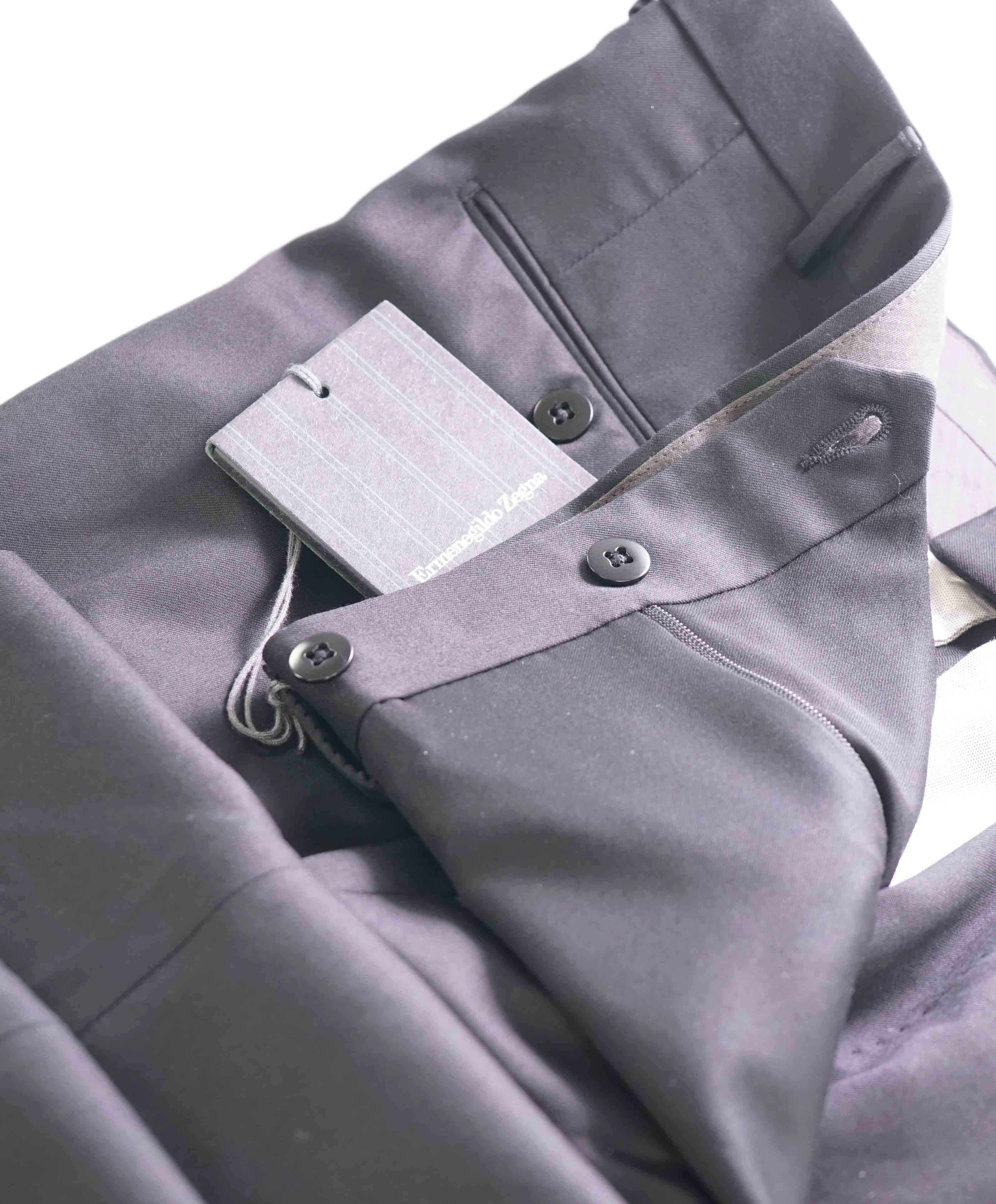 $695 ERMENEGILDO ZEGNA -Wool "MICBLK" Flat Front Dress Pants- 32W (48EU)