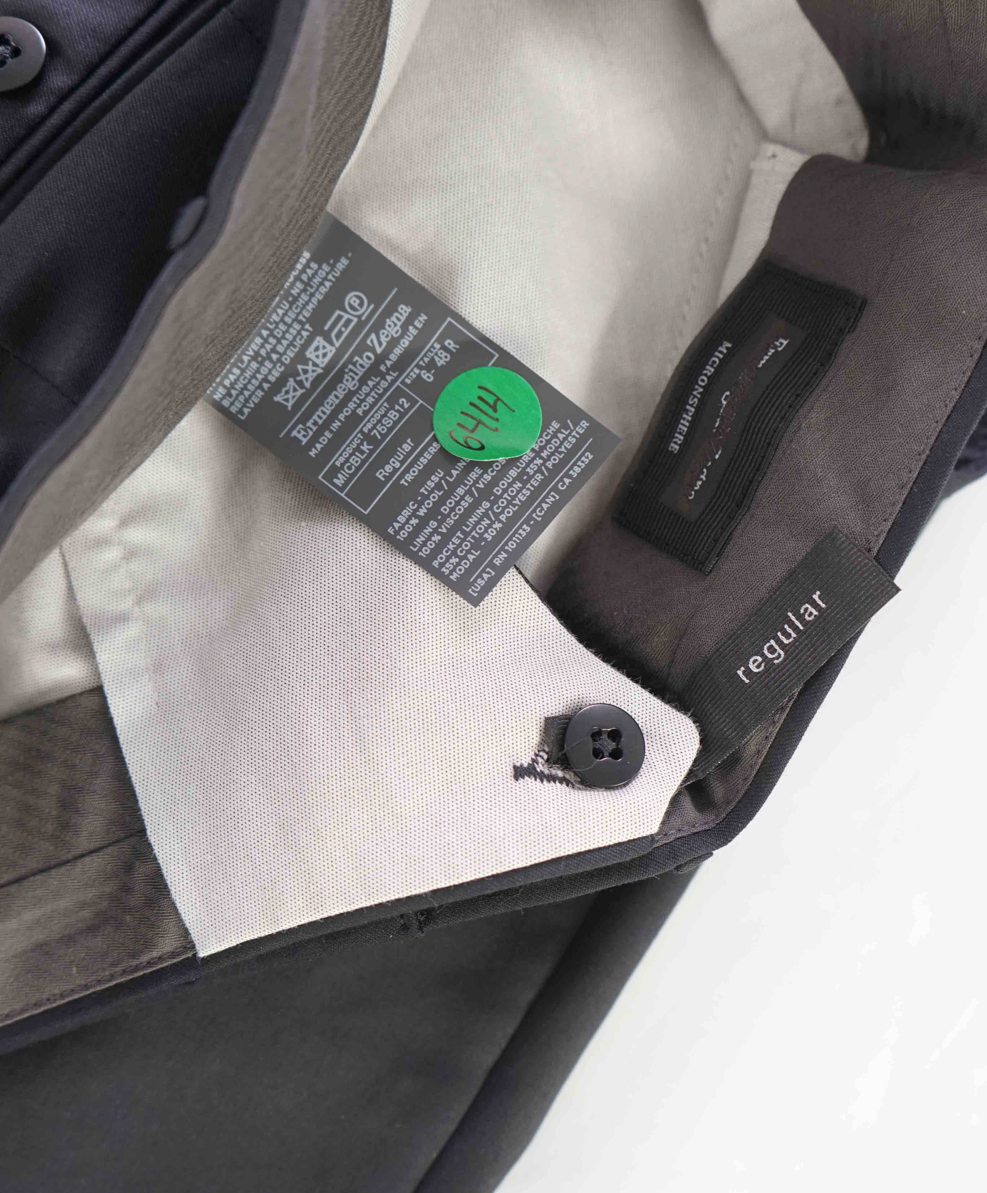 $695 ERMENEGILDO ZEGNA -Wool "MICBLK" Flat Front Dress Pants- 32W (48EU)