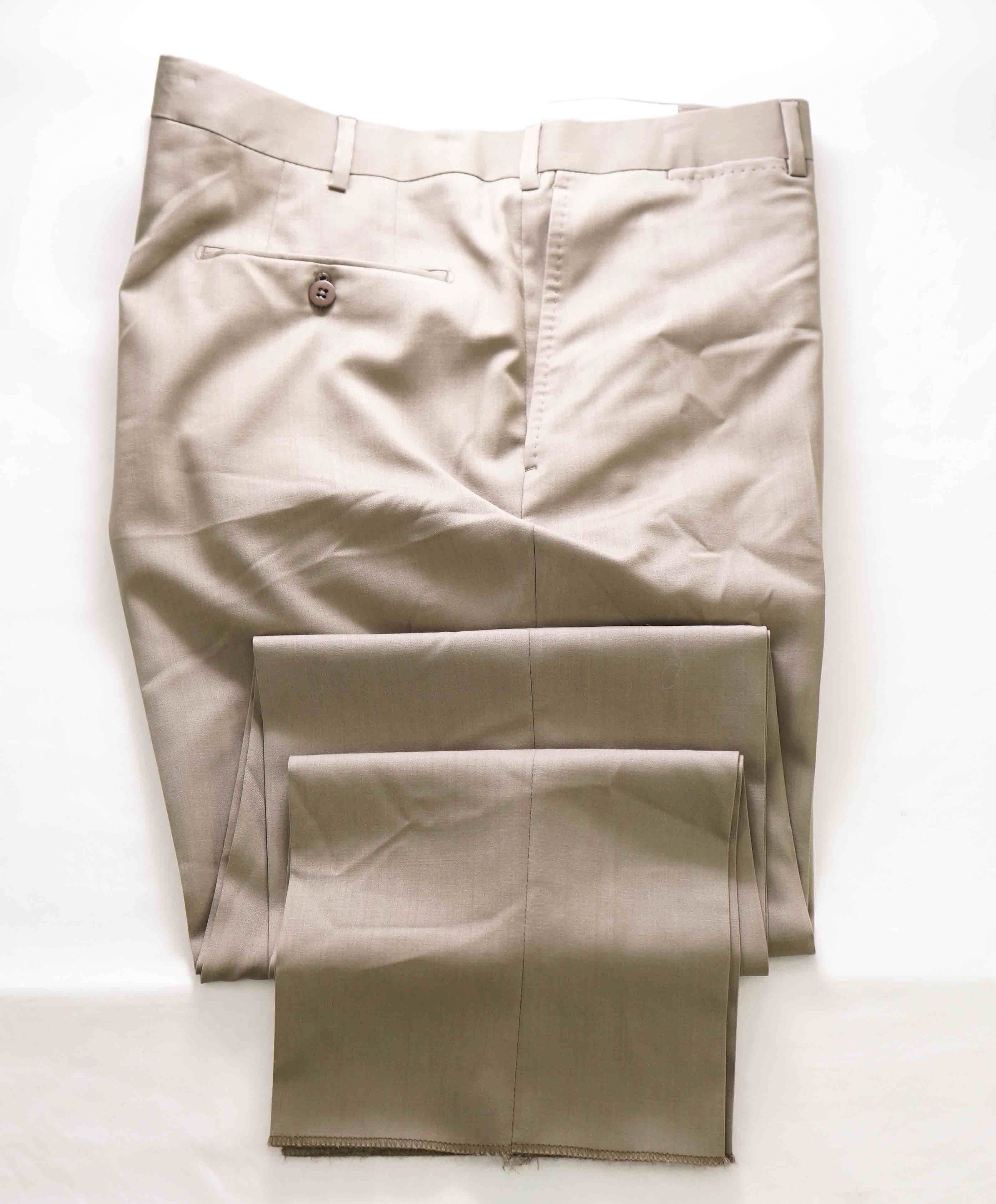 $695 ERMENEGILDO ZEGNA -Wool "Beige" Flat Front Dress Pants- 40W (58EU)