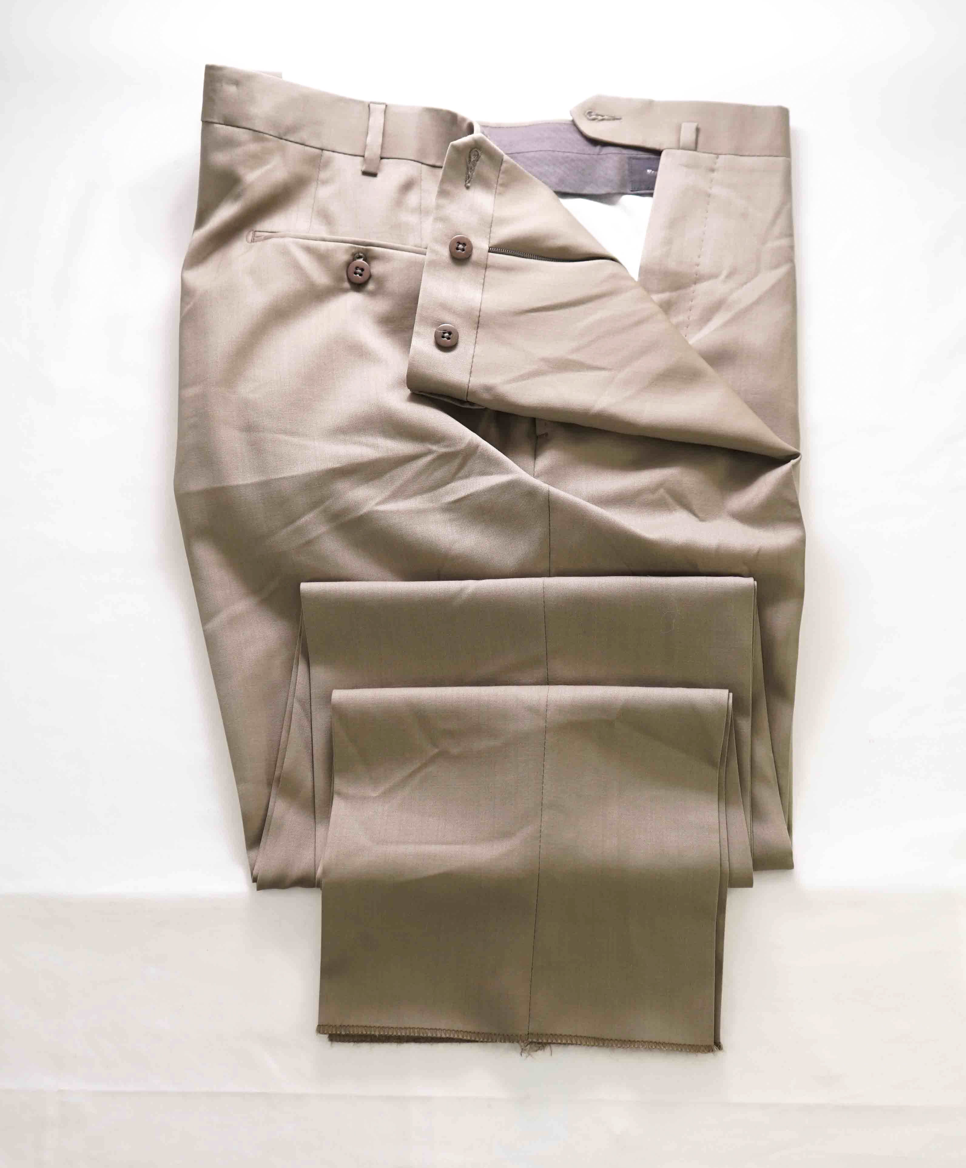 $695 ERMENEGILDO ZEGNA -Wool "Beige" Flat Front Dress Pants- 40W (58EU)