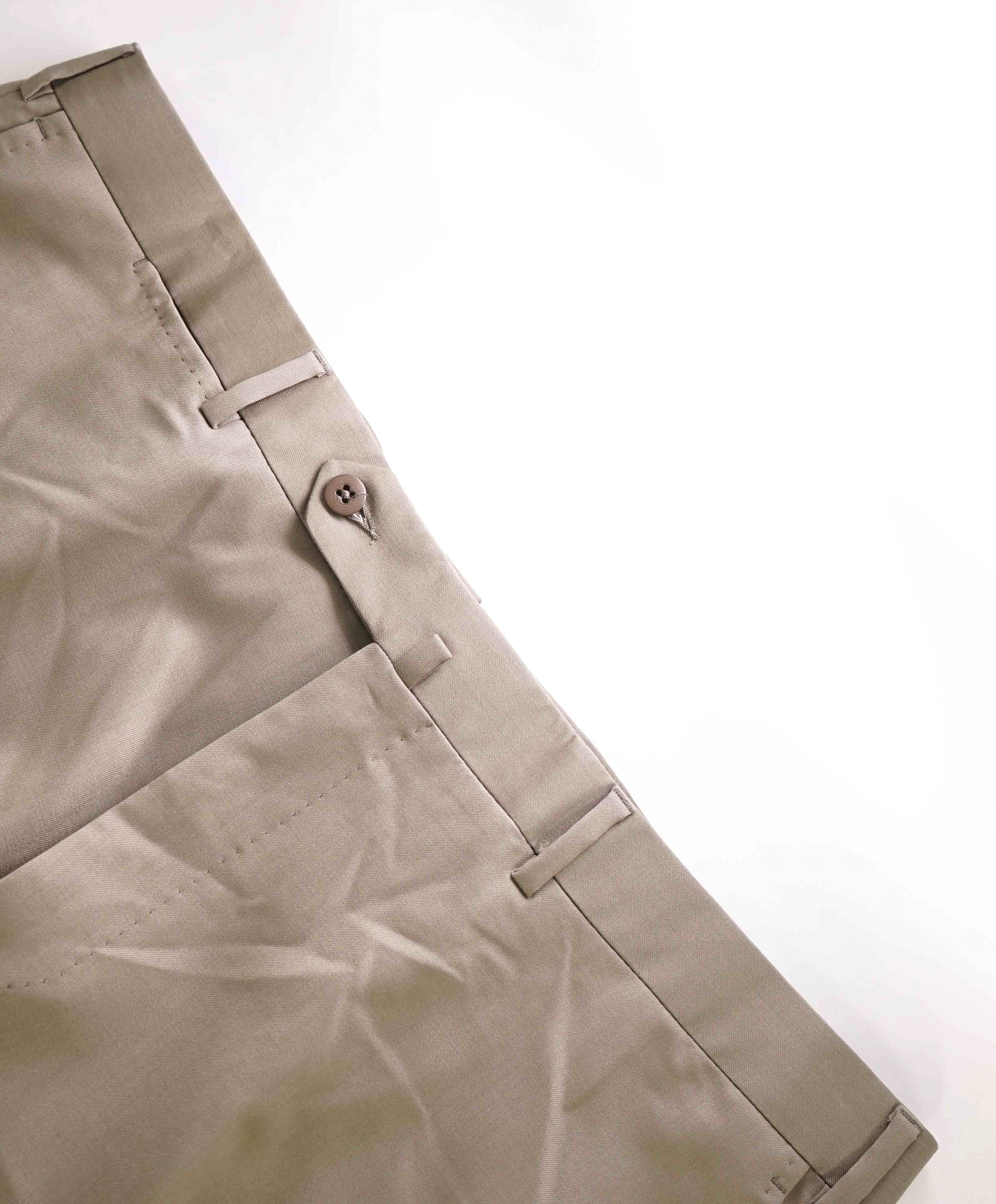 $695 ERMENEGILDO ZEGNA -Wool "Beige" Flat Front Dress Pants- 40W (58EU)