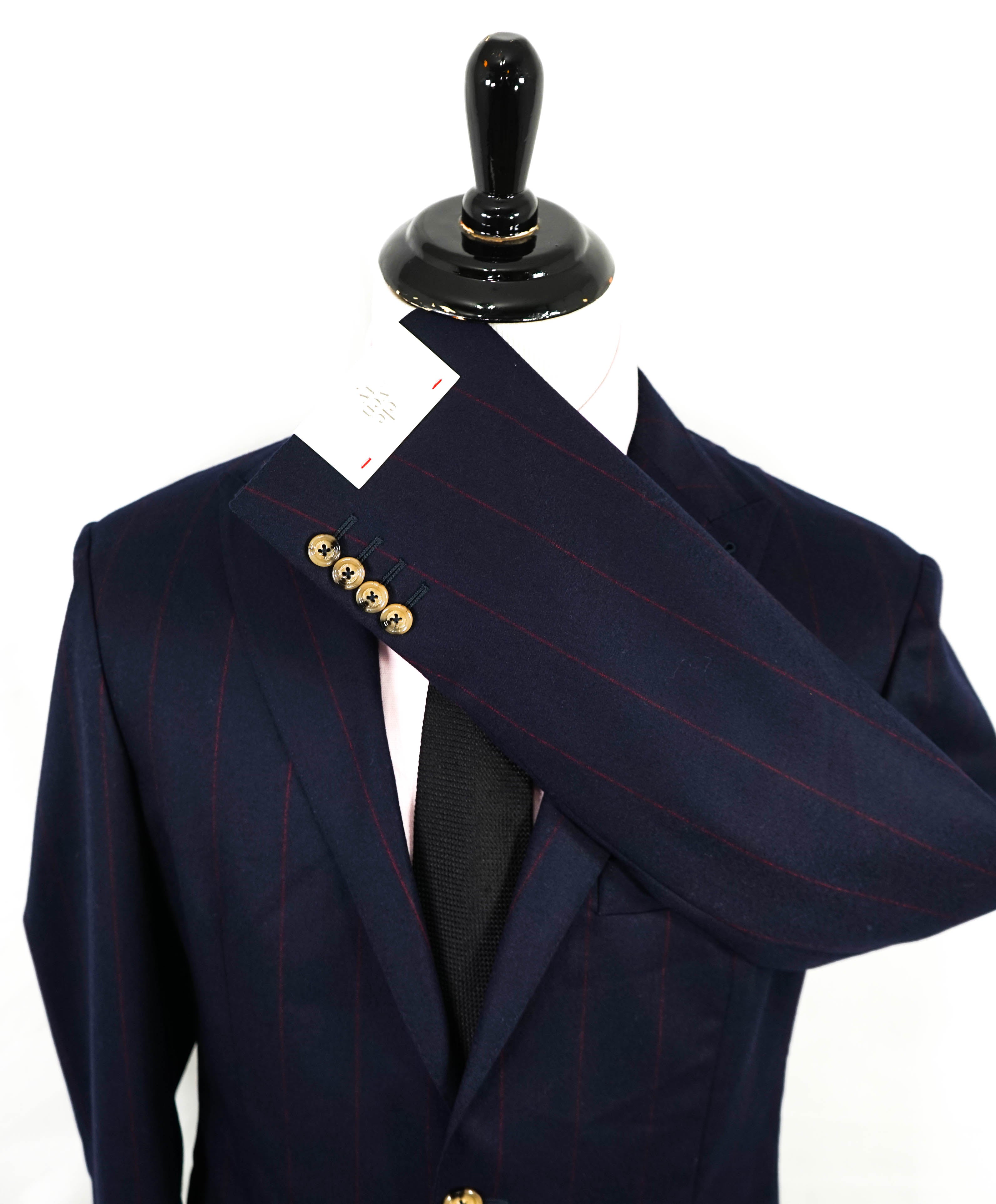 ELEVENTY - Navy & Red Chalk Stripe WOOL Semi-Lined Blazer - 42US (52 EU)
