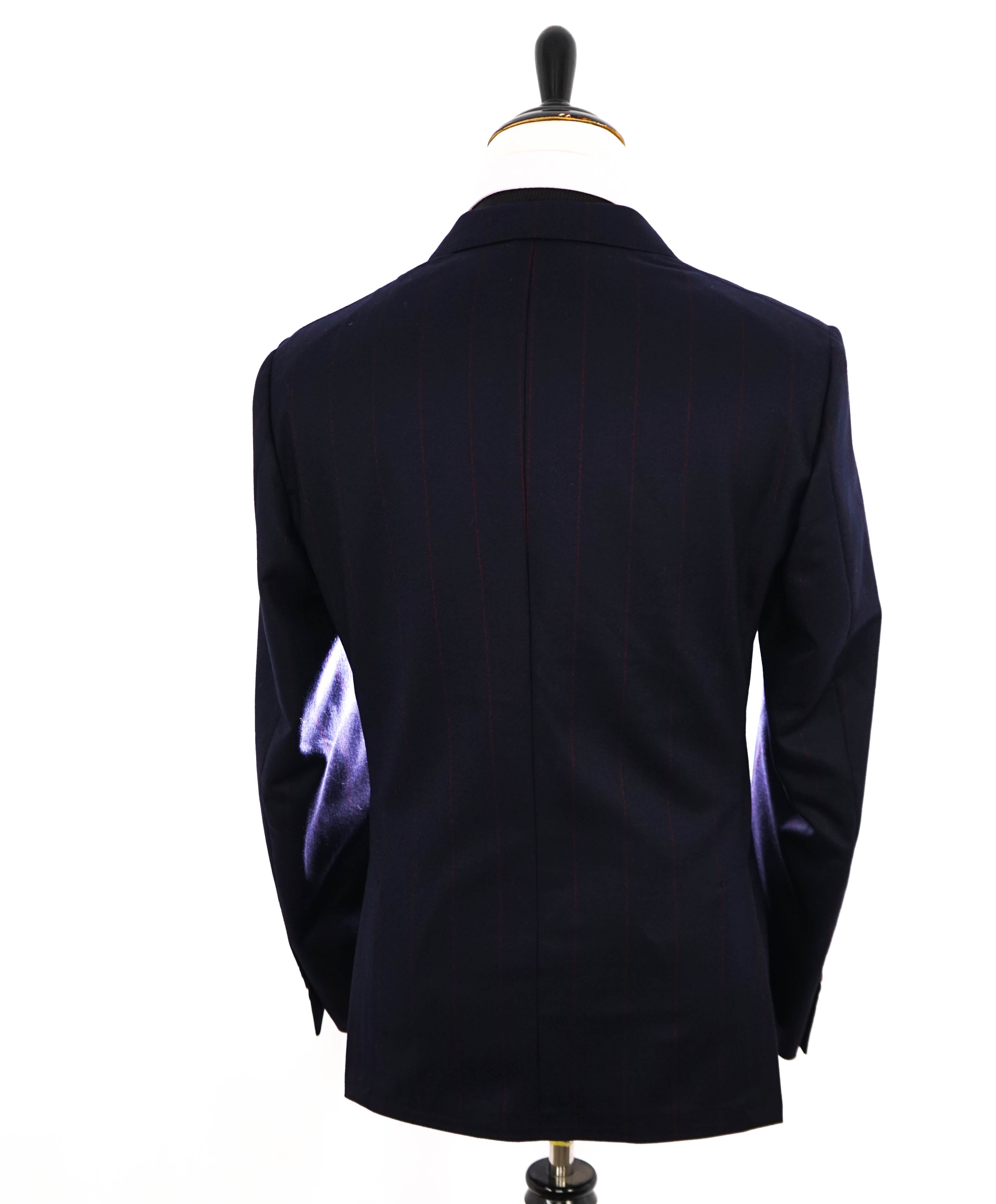 ELEVENTY - Navy & Red Chalk Stripe WOOL Semi-Lined Blazer - 42US (52 EU)