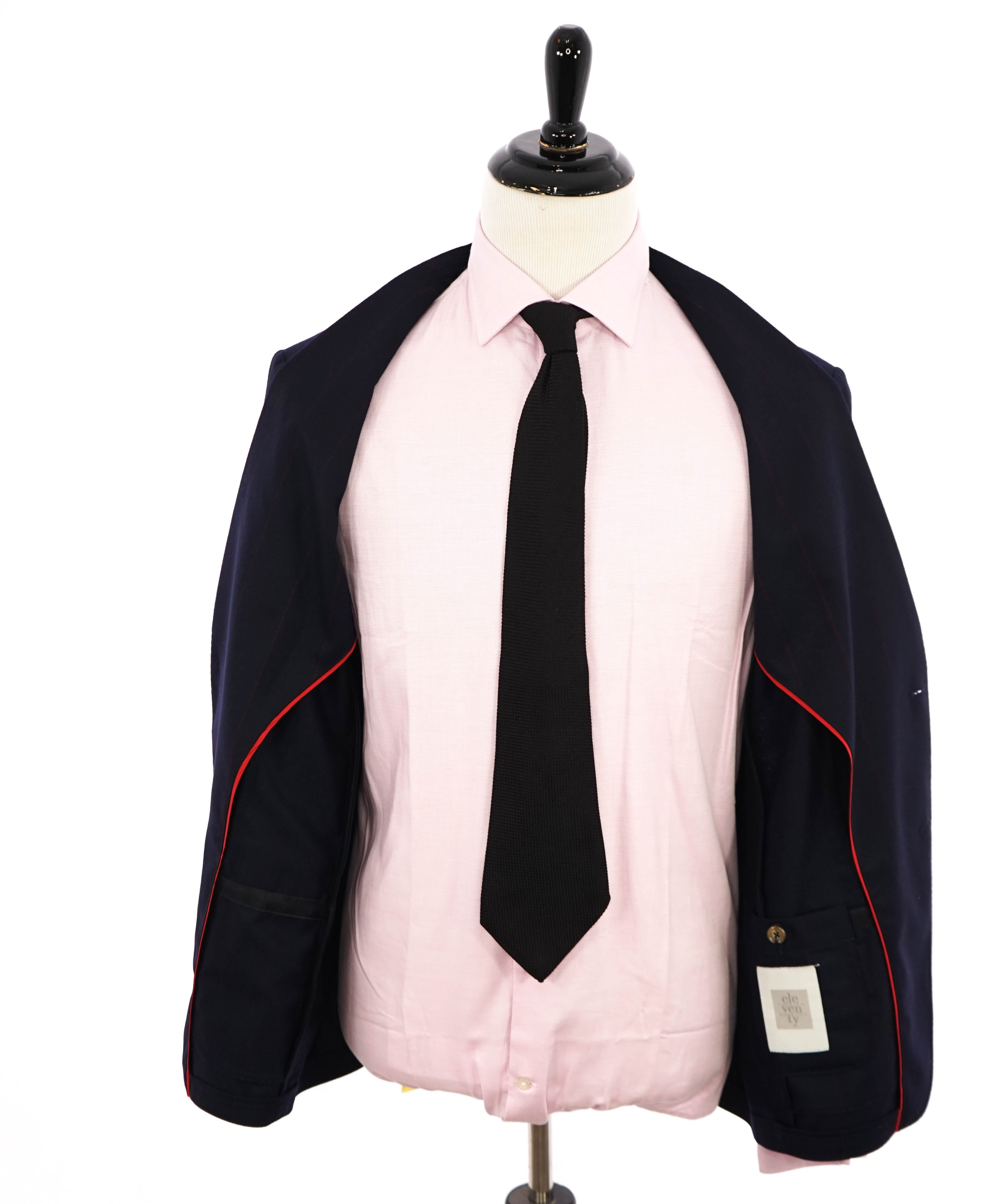 ELEVENTY - Navy & Red Chalk Stripe WOOL Semi-Lined Blazer - 42US (52 EU)