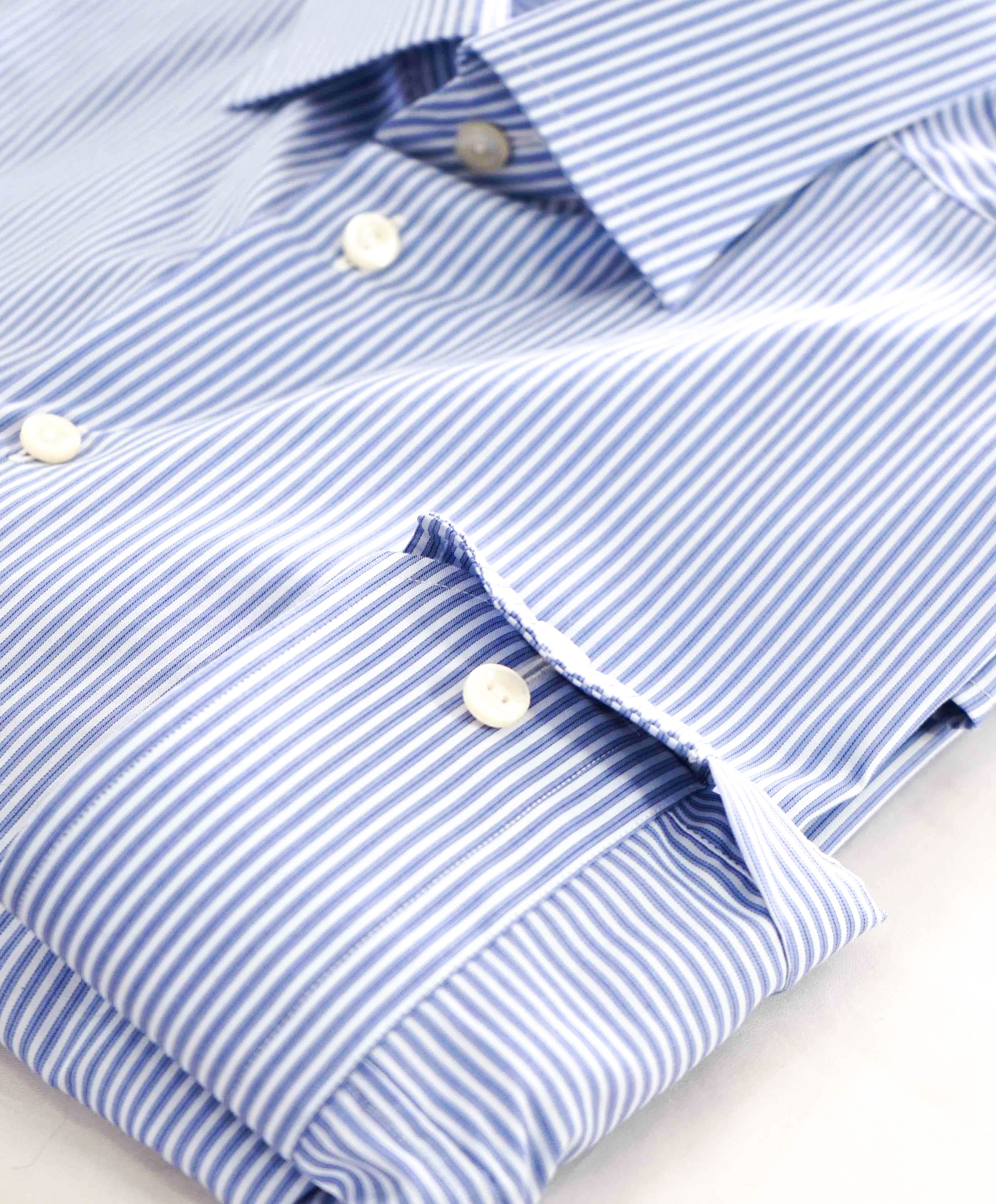 $295 ETON - Blue Stripe "Contemporary" Spread Collar Button Down Shirt - 16.5 42