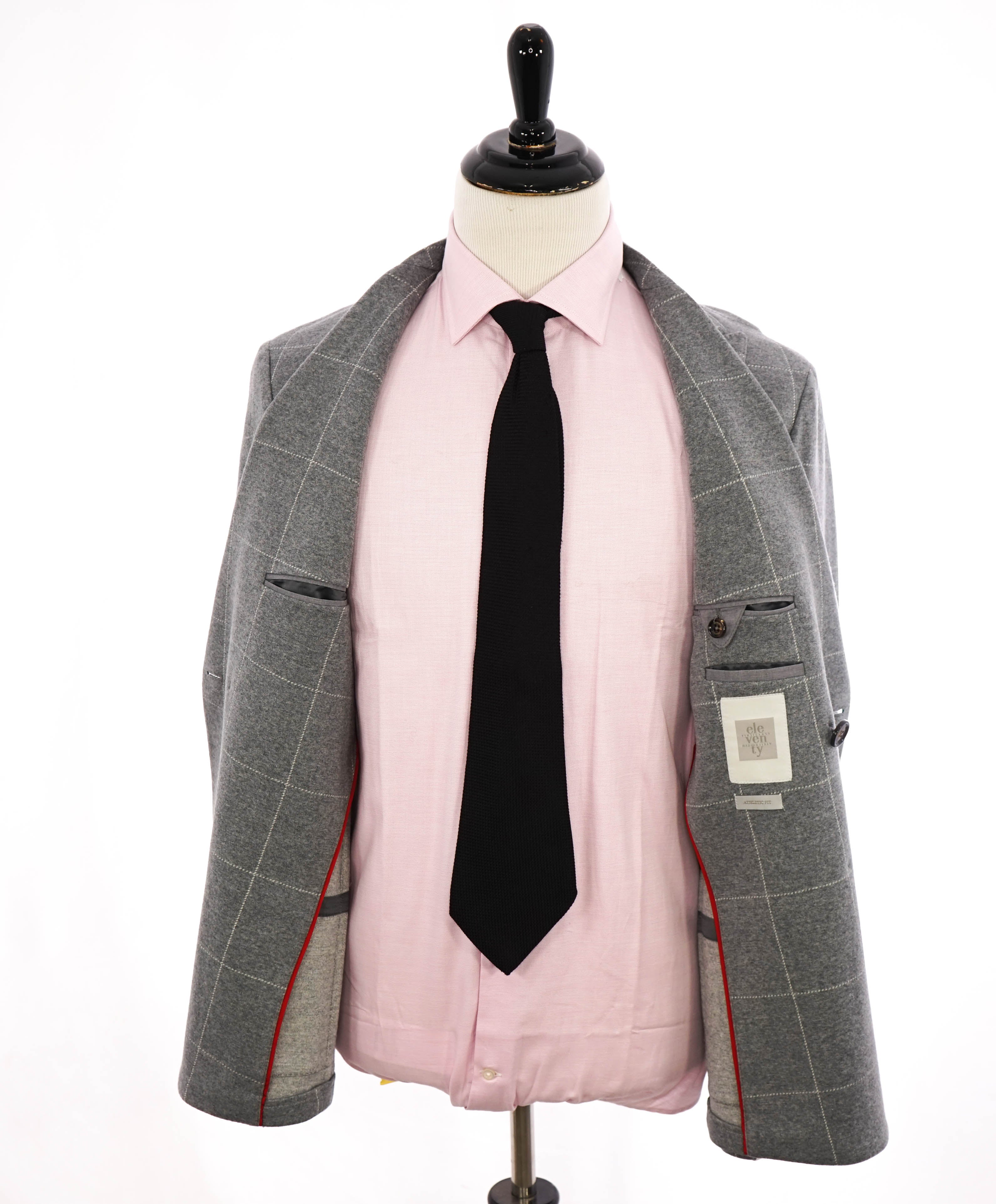 ELEVENTY - Windowpane Gray & Ivory Sweater Jacket Blazer - 40US (50 EU)