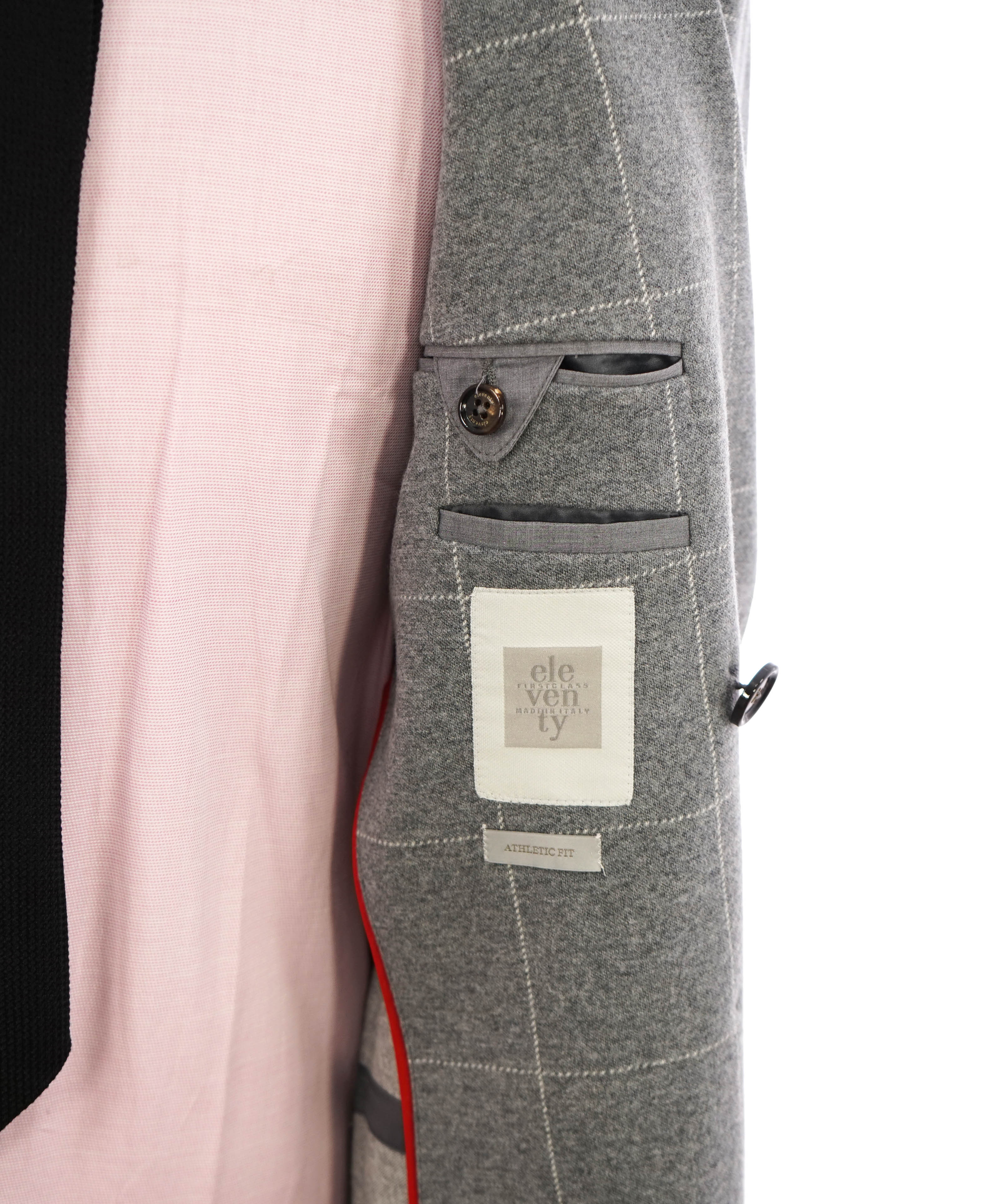 ELEVENTY - Windowpane Gray & Ivory Sweater Jacket Blazer - 40US (50 EU)