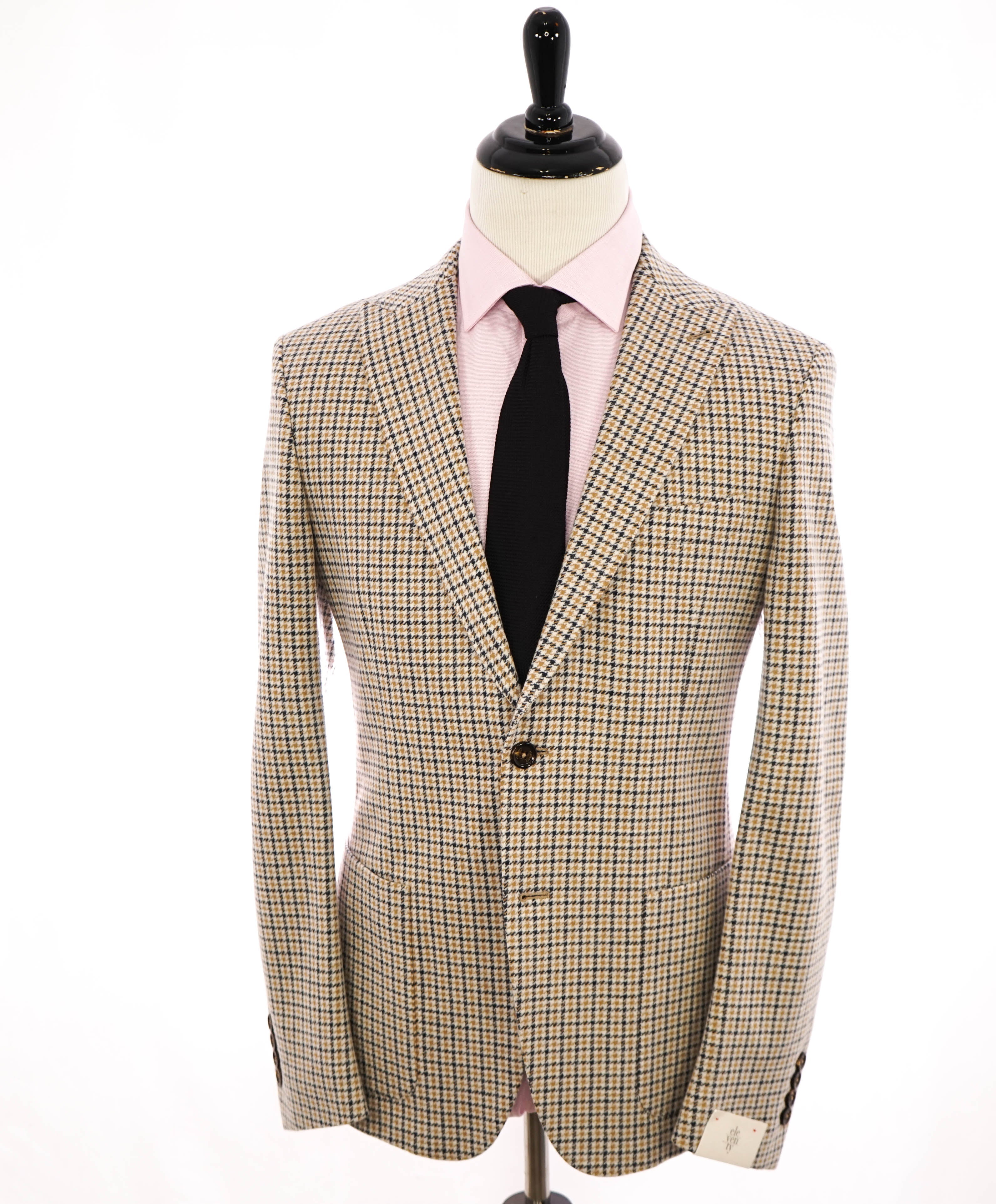 ELEVENTY - Houndstooth Yellow & Gray Patch Pocket Peak Lapel Blazer - 40 (50 EU)