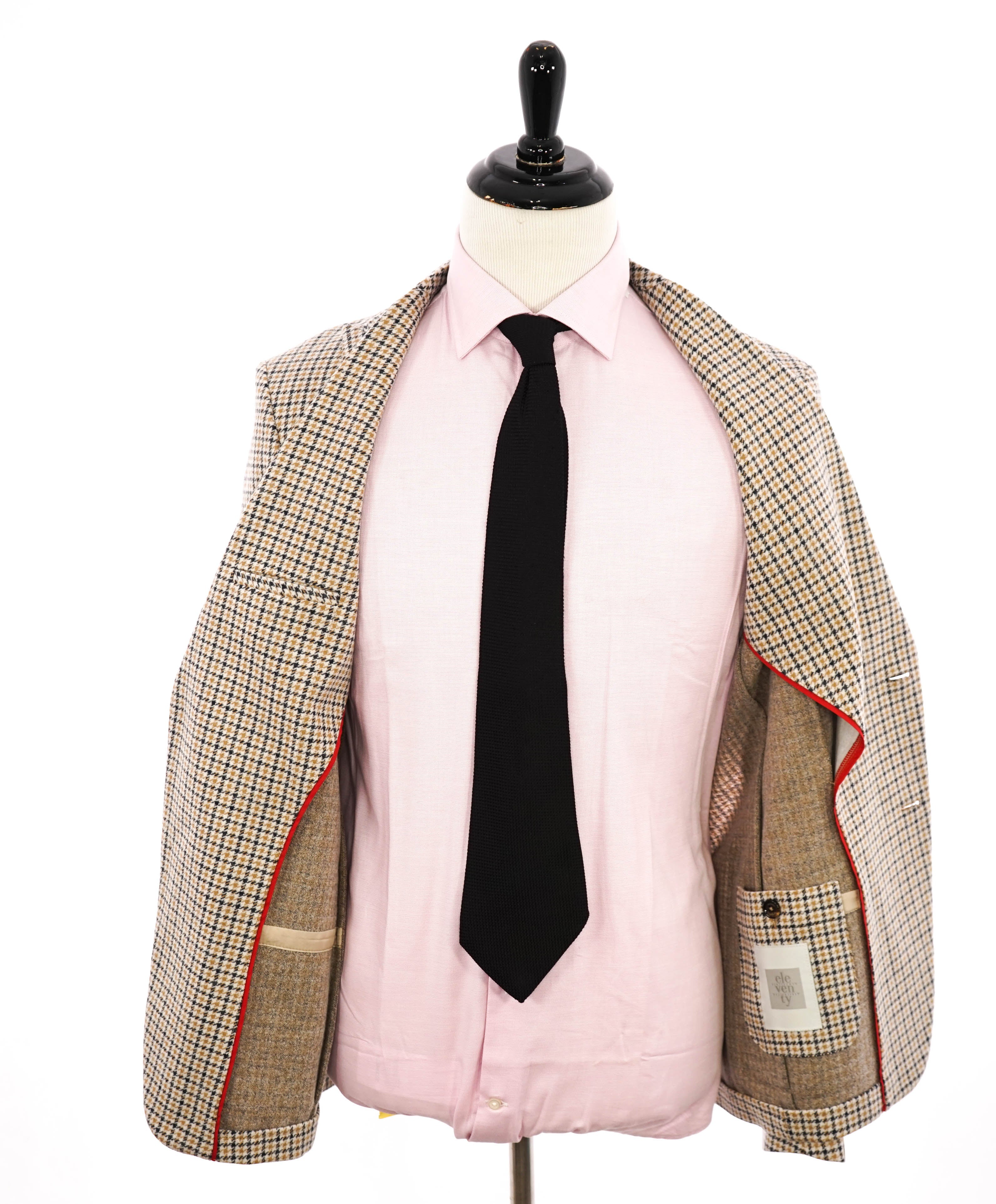 ELEVENTY - Houndstooth Yellow & Gray Patch Pocket Peak Lapel Blazer - 40 (50 EU)