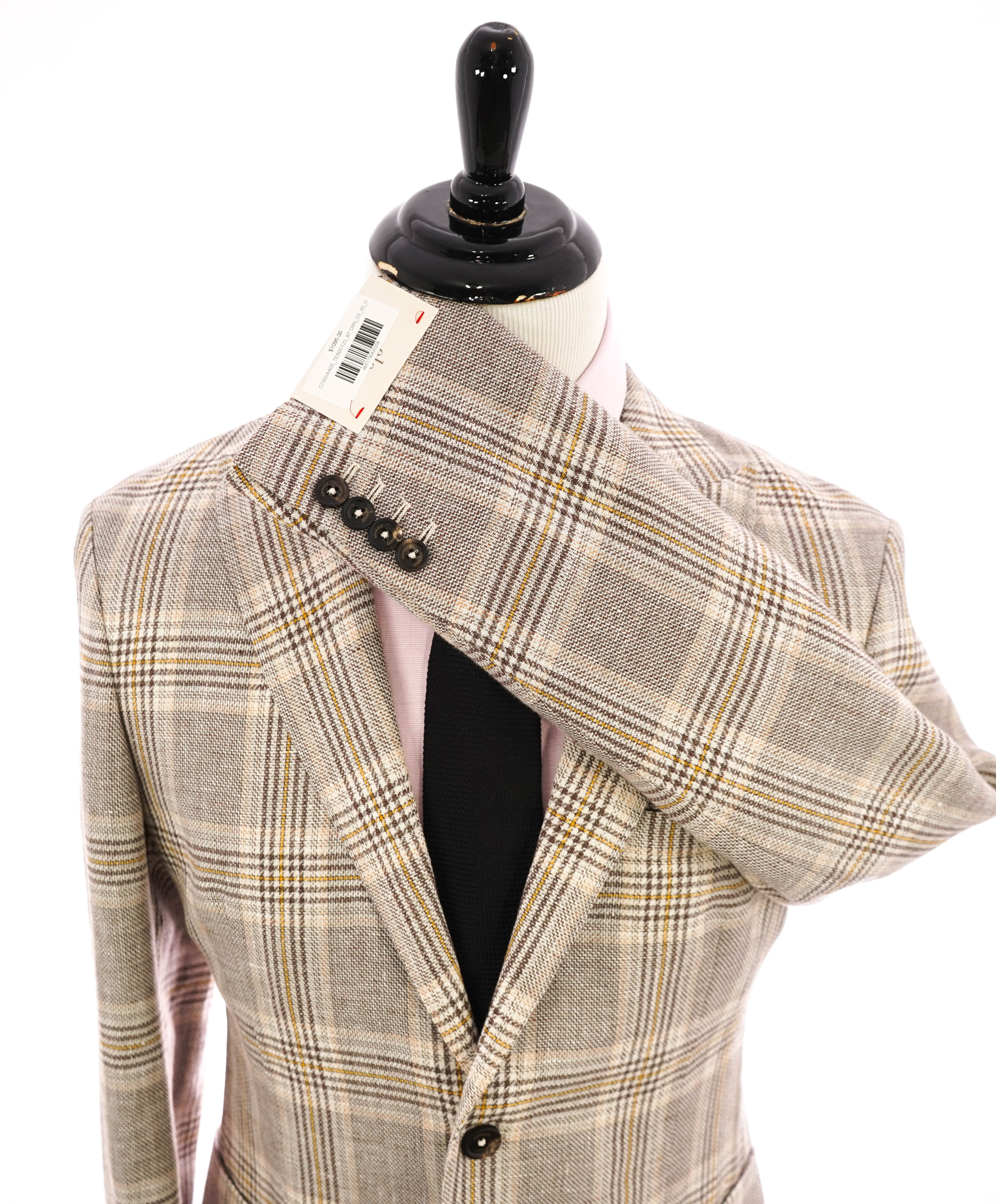 ELEVENTY - Check Plaid Orange/Brown WOOL & LINEN Blazer - 40 (50 EU)