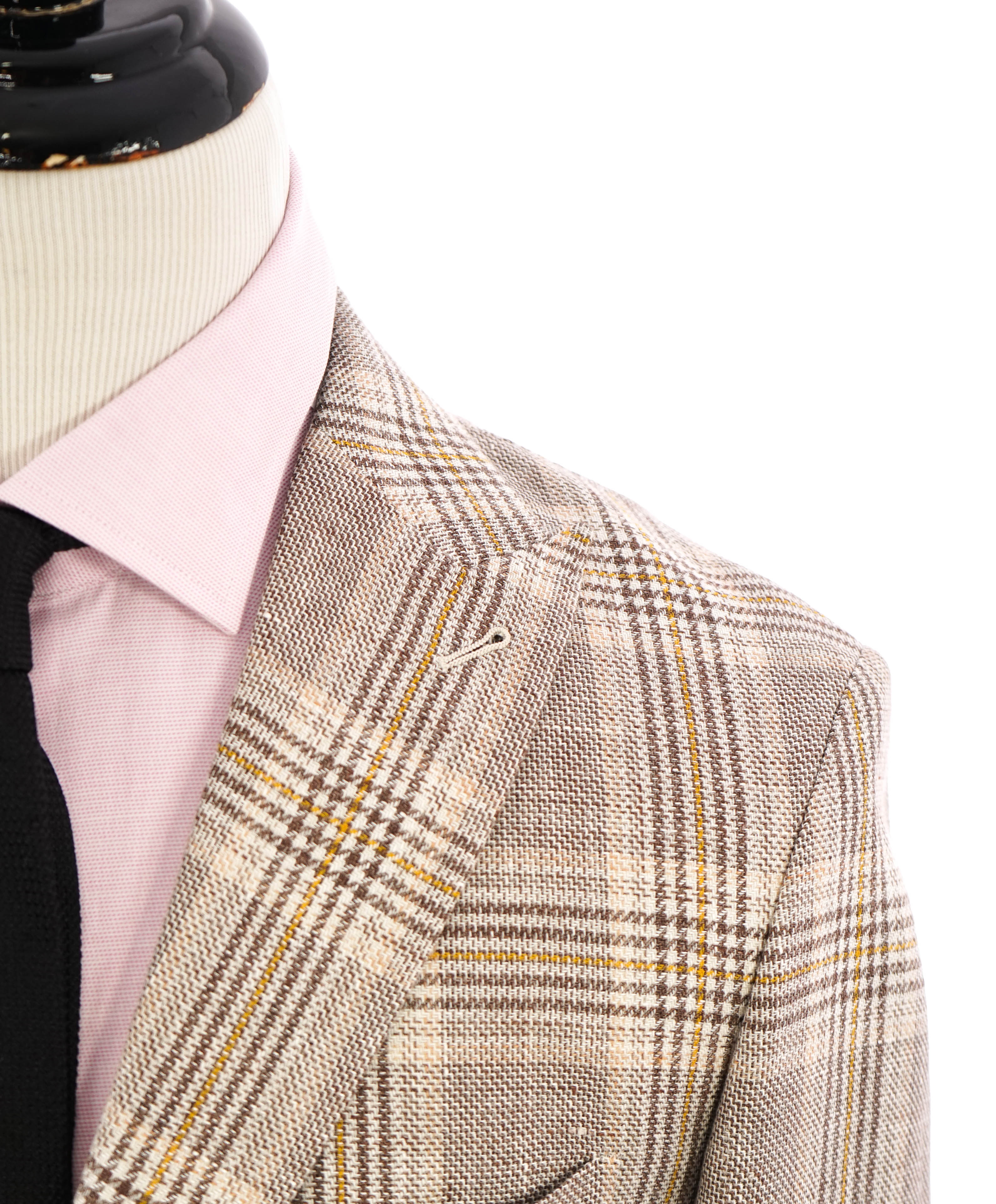 ELEVENTY - Check Plaid Orange/Brown WOOL & LINEN Blazer - 40 (50 EU)