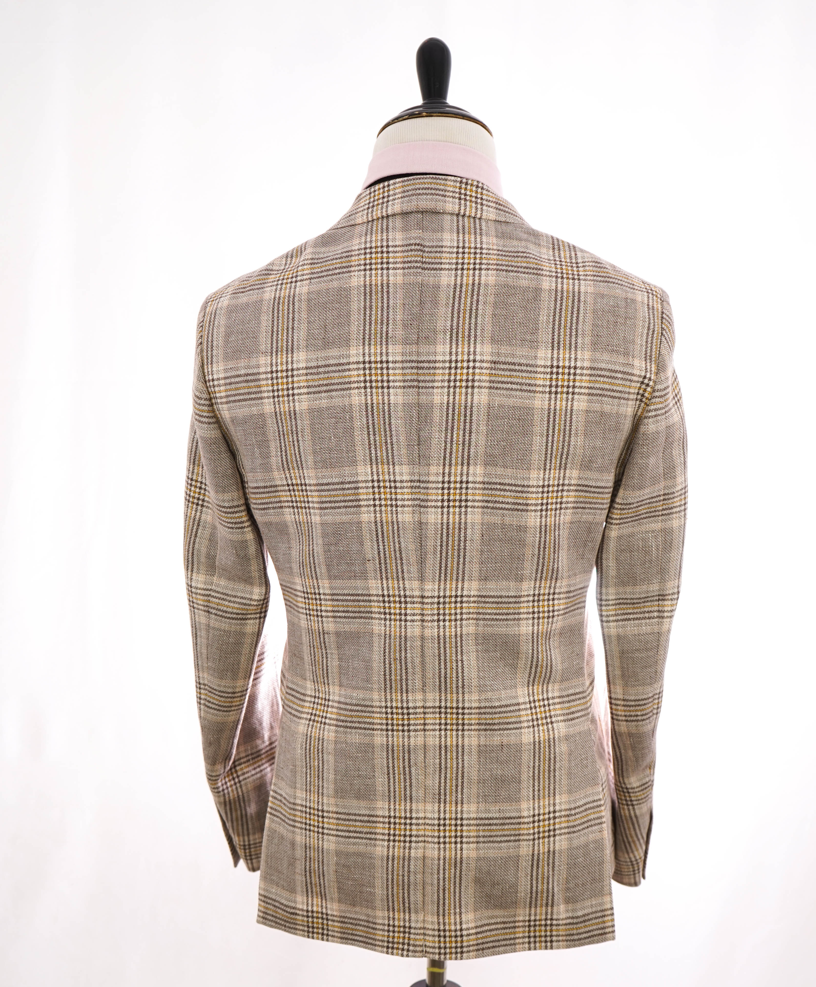 ELEVENTY - Check Plaid Orange/Brown WOOL & LINEN Blazer - 40 (50 EU)
