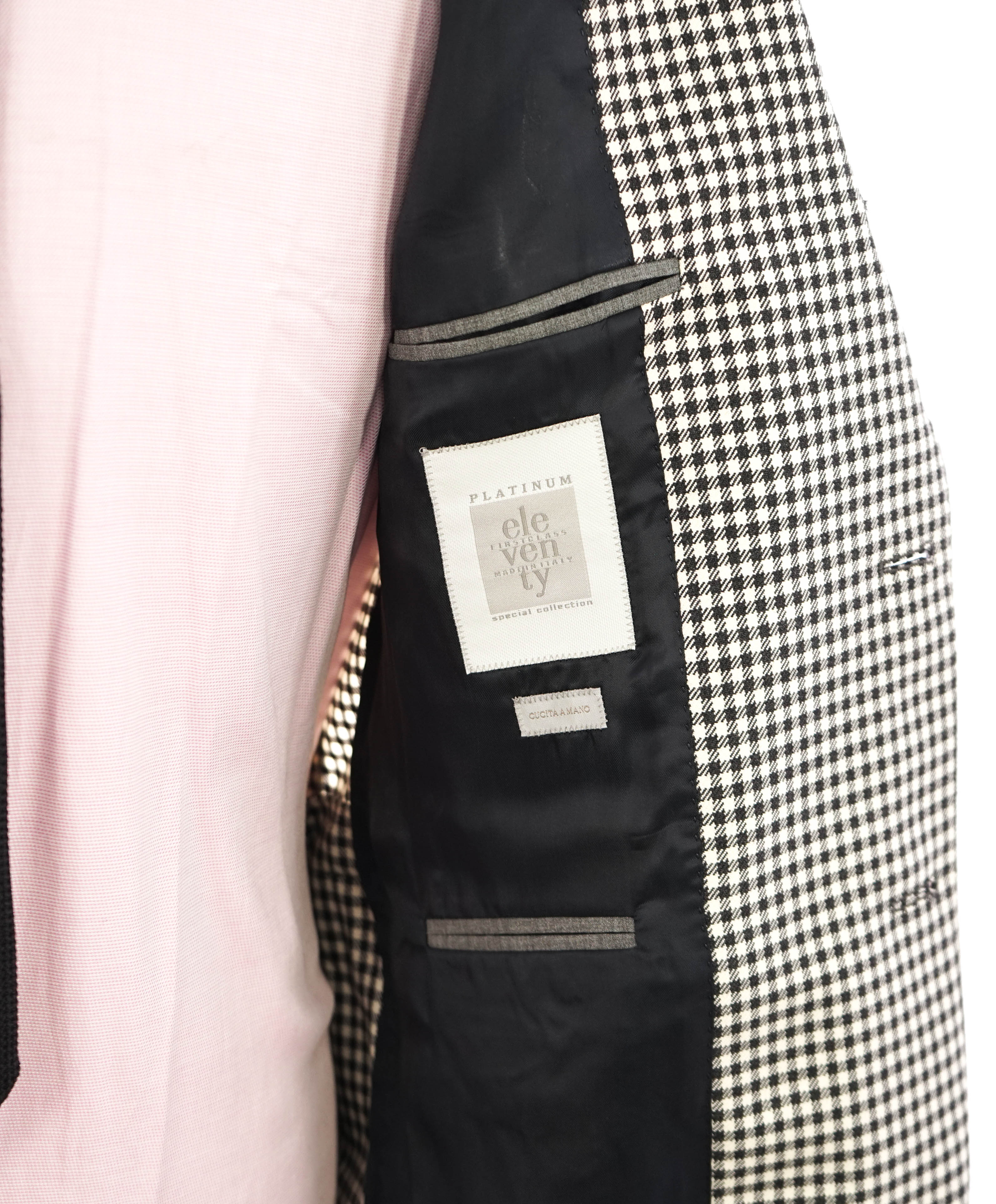 ELEVENTY - "PLATINUM LINE" Black & Ivory Gingham Check Blazer - 40 (50 EU)