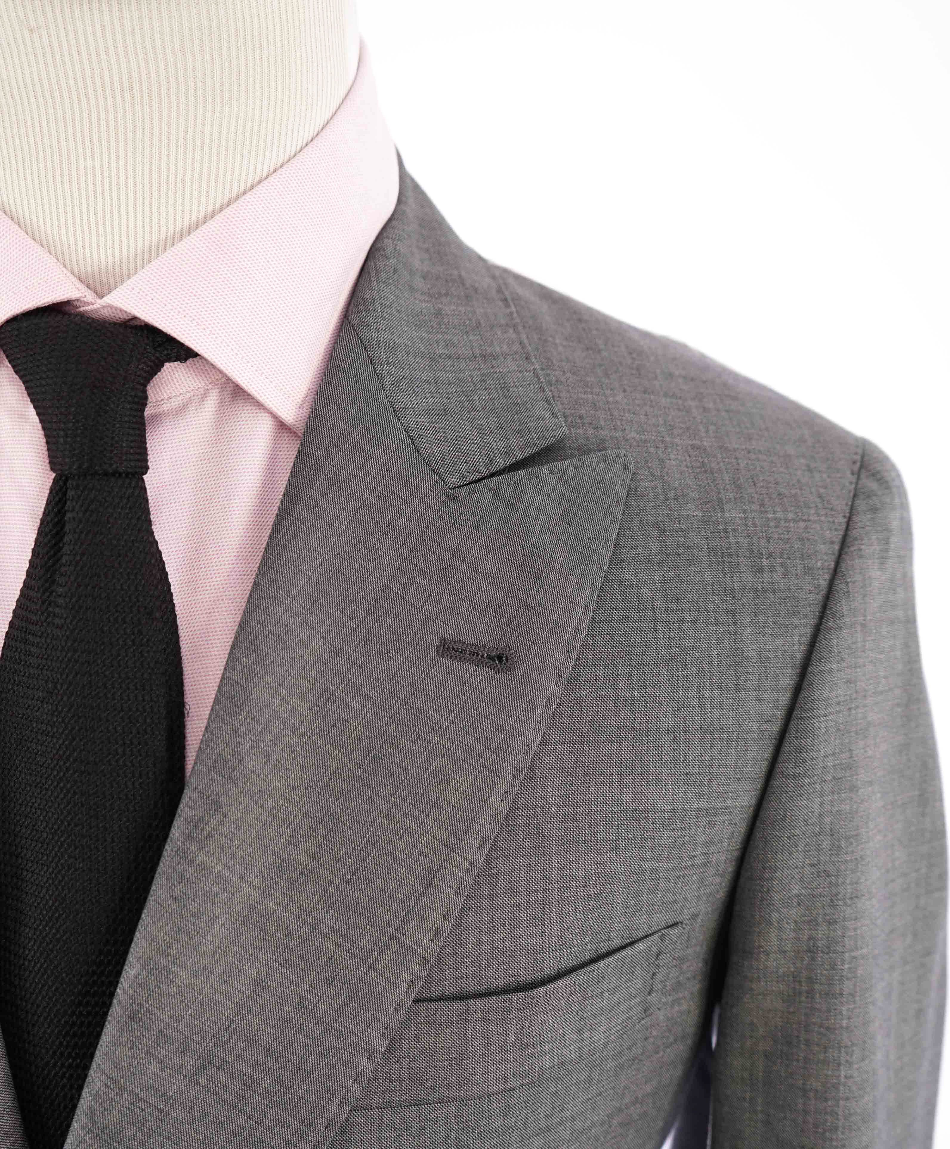 $3,180 BRUNELLO CUCINELLI - Gray Contrast Button Double Breasted Blazer- 40R