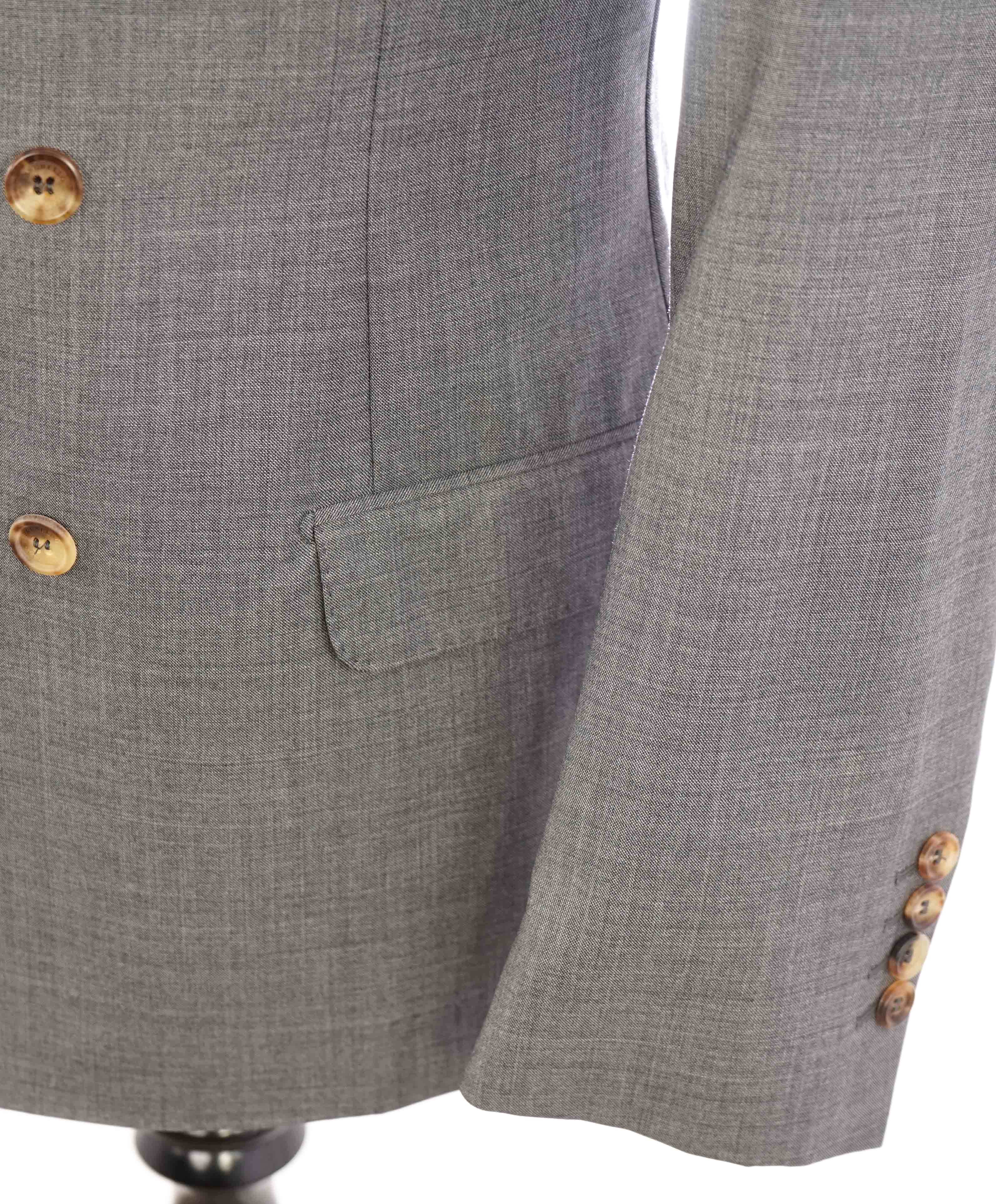 $3,180 BRUNELLO CUCINELLI - Gray Contrast Button Double Breasted Blazer- 40R