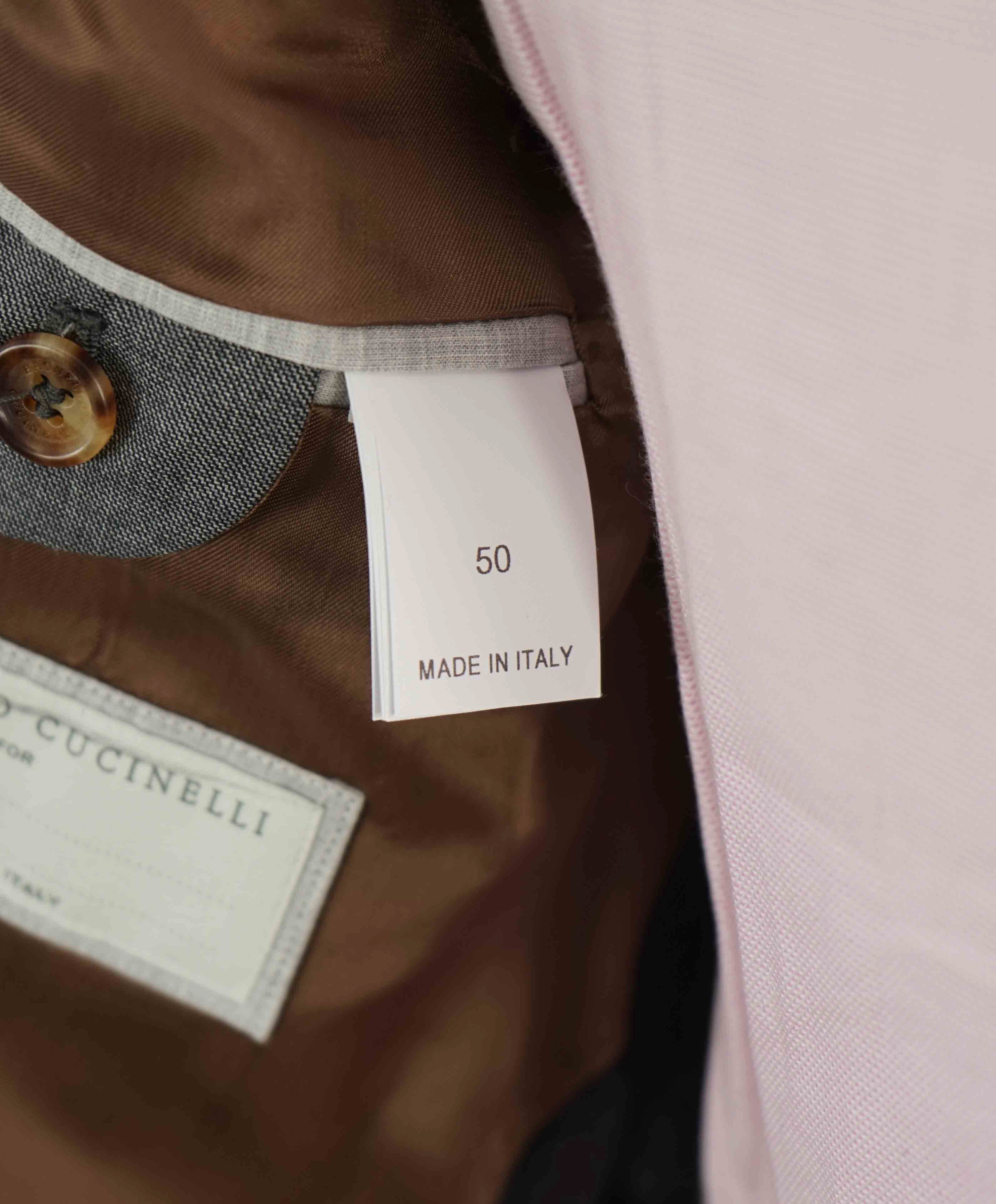 $3,180 BRUNELLO CUCINELLI - Gray Contrast Button Double Breasted Blazer- 40R