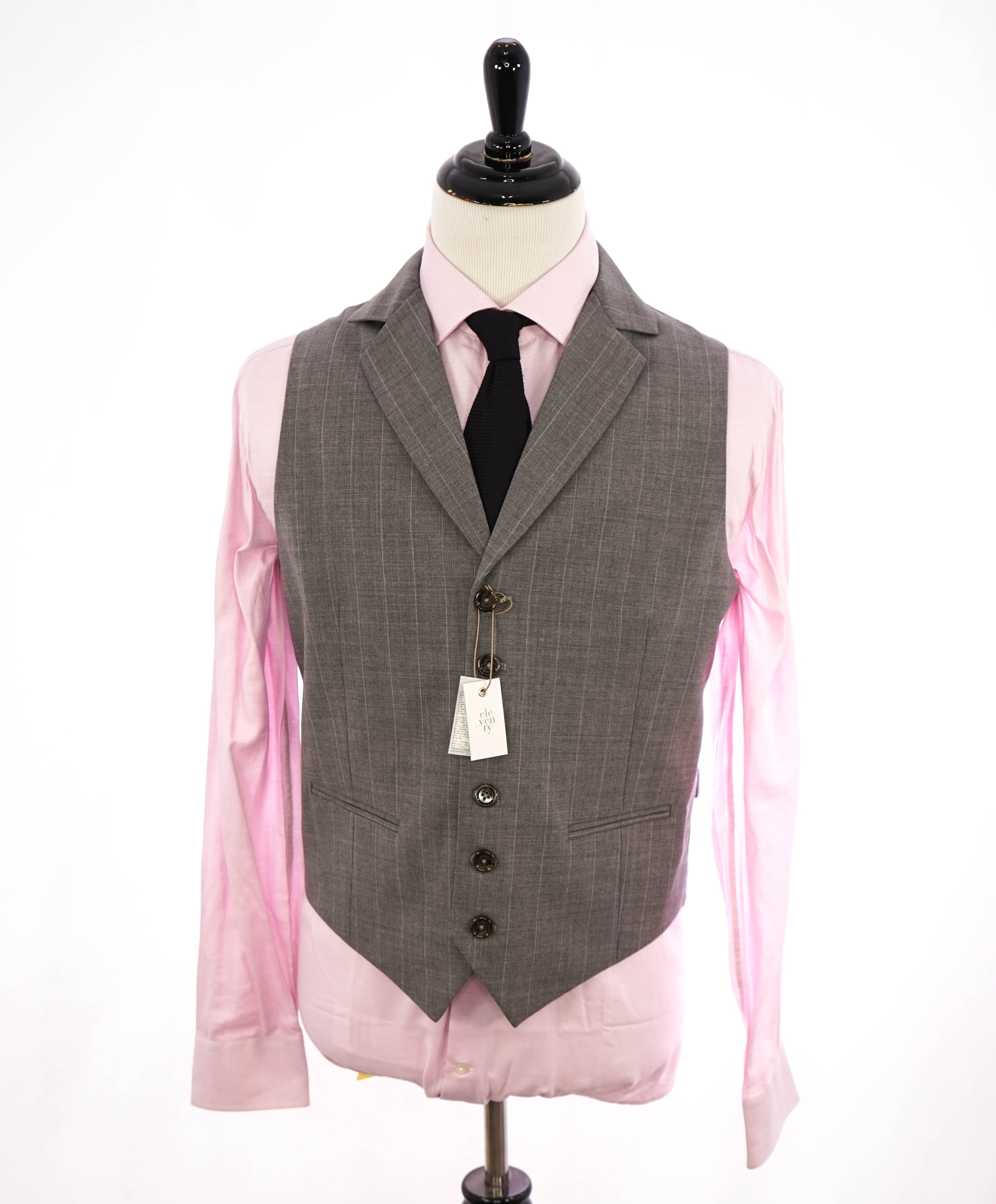 ELEVENTY - Gray Chalk Stripe "3-PIECE" Vested Suit - 40 (50 EU)