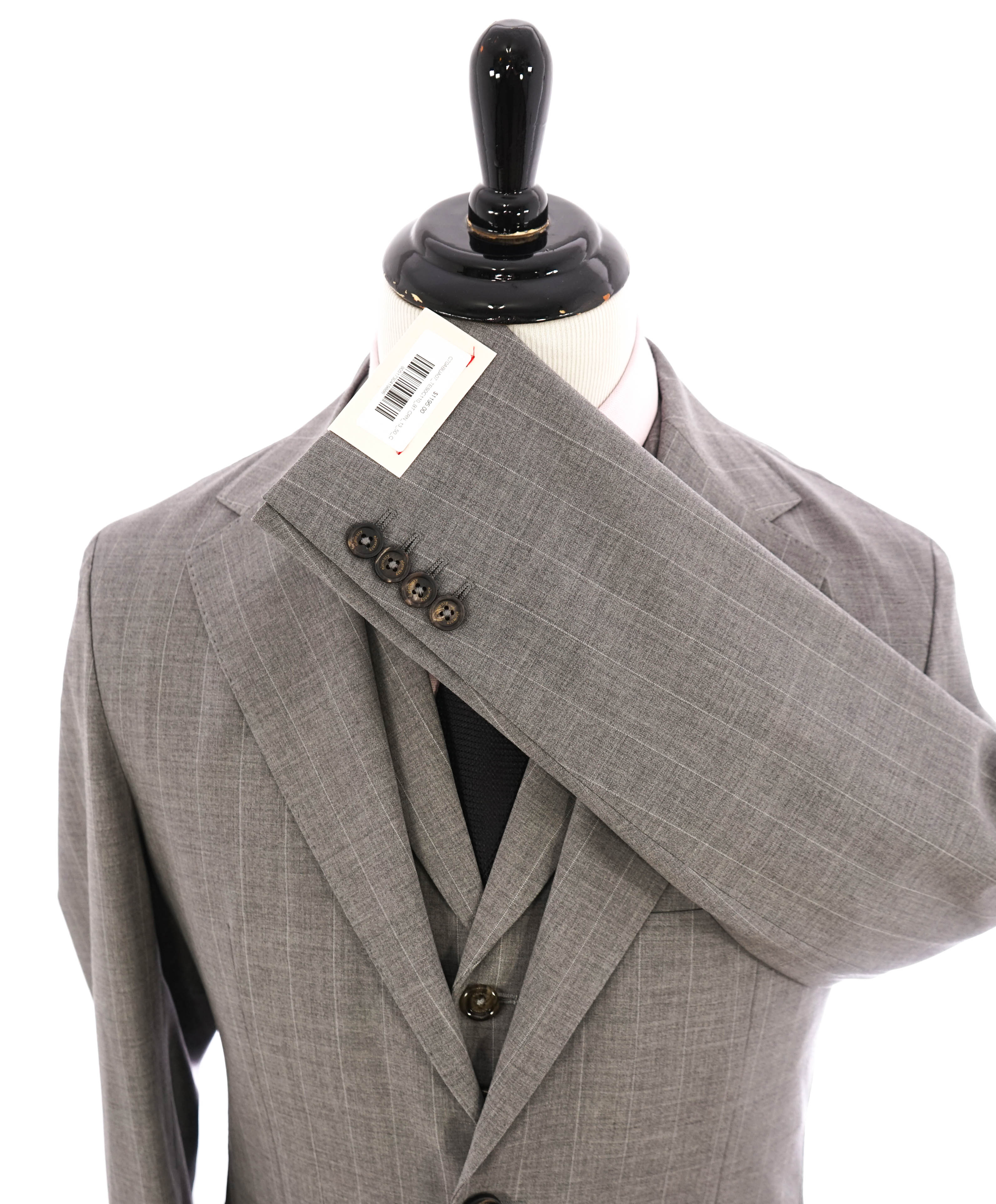 ELEVENTY - Gray Chalk Stripe "3-PIECE" Vested Suit - 40 (50 EU)