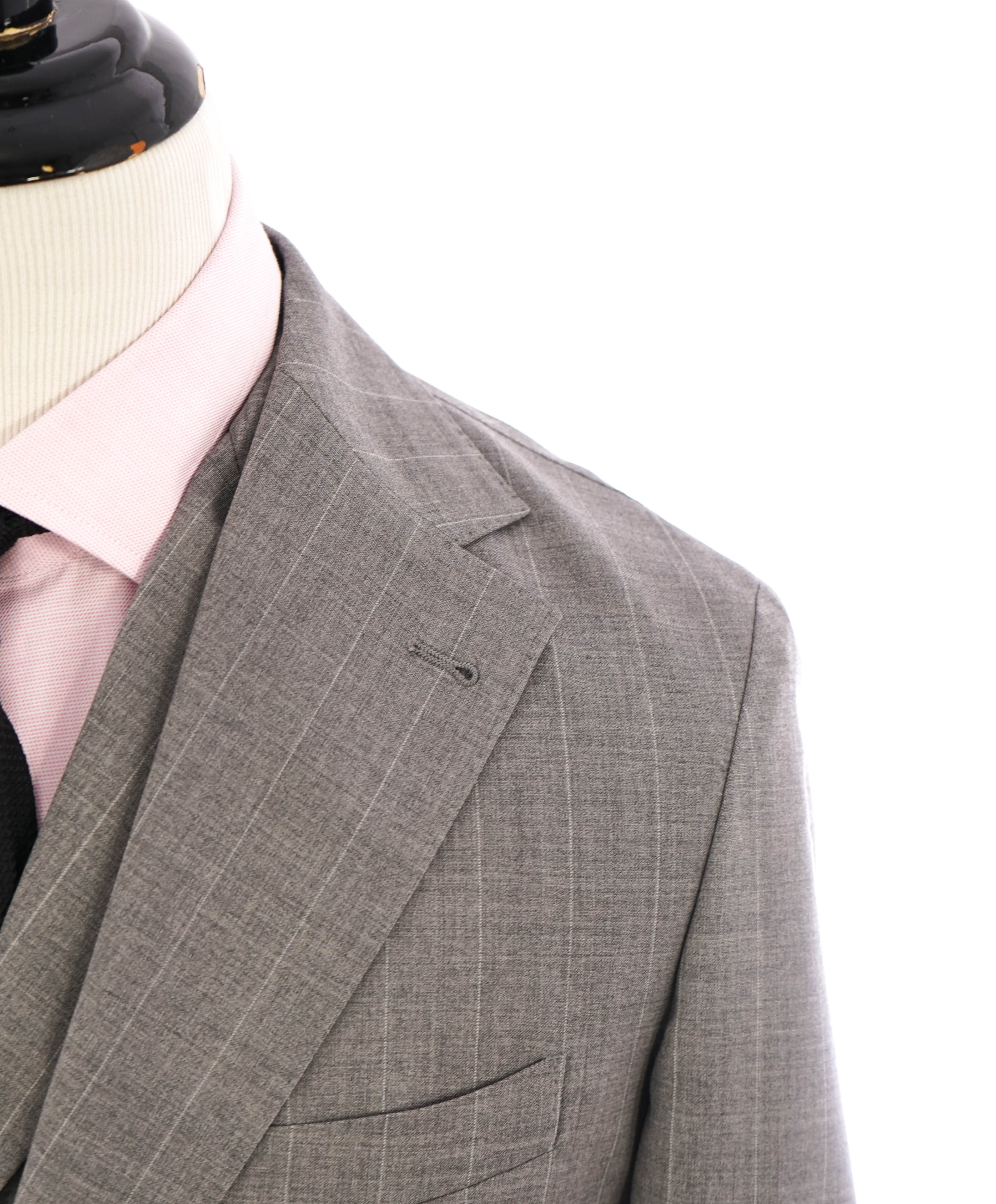 ELEVENTY - Gray Chalk Stripe "3-PIECE" Vested Suit - 40 (50 EU)
