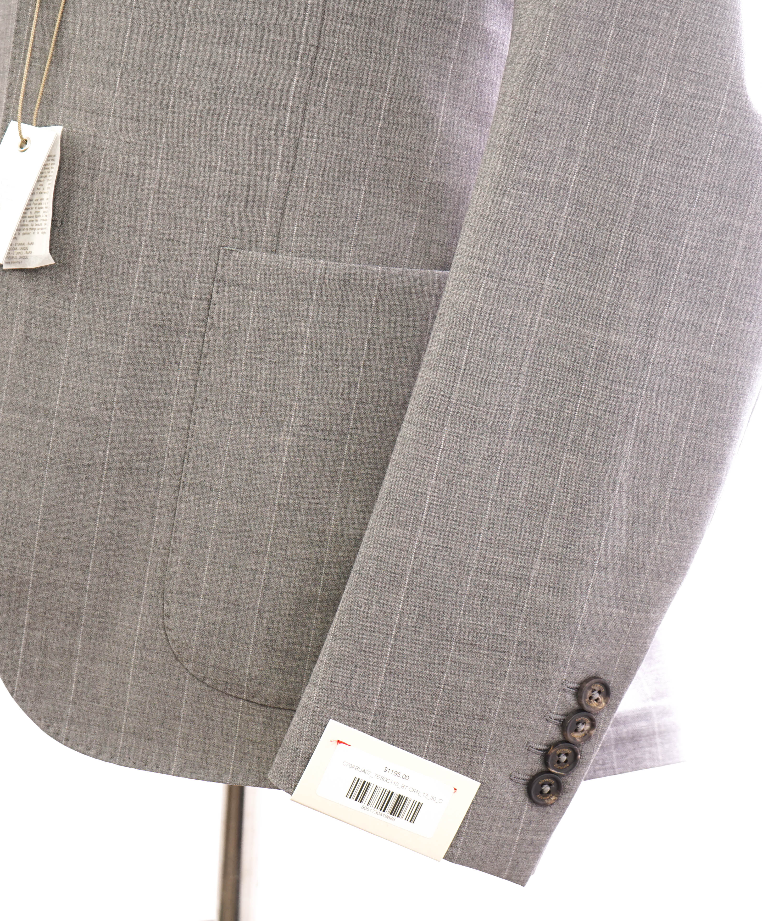 ELEVENTY - Gray Chalk Stripe "3-PIECE" Vested Suit - 40 (50 EU)