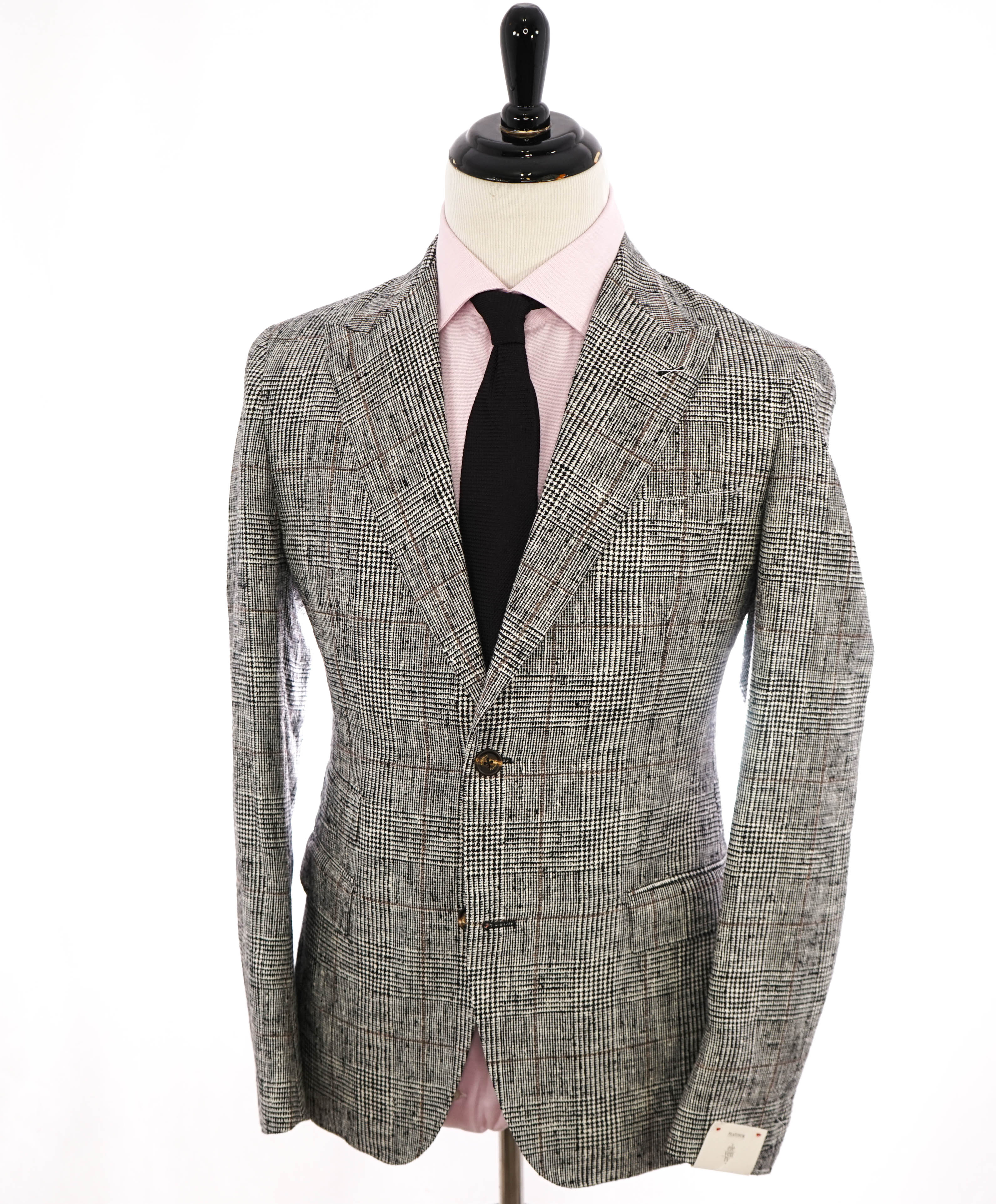 ELEVENTY - "WOOL/SILK/LINEN" PLATINUM Black & Ivory Fleck Suit - 40 (50 EU)