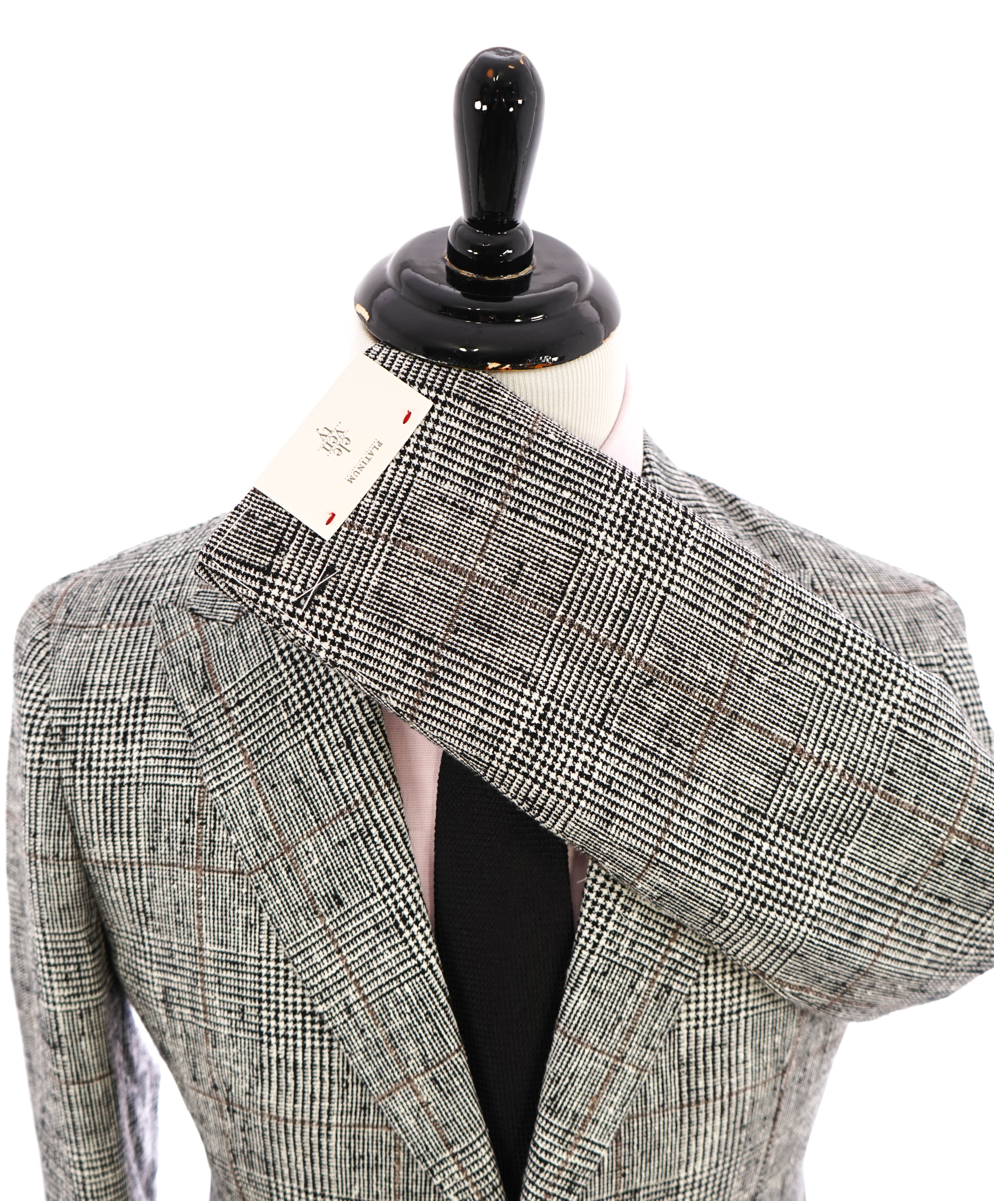 ELEVENTY - "WOOL/SILK/LINEN" PLATINUM Black & Ivory Fleck Suit - 40 (50 EU)