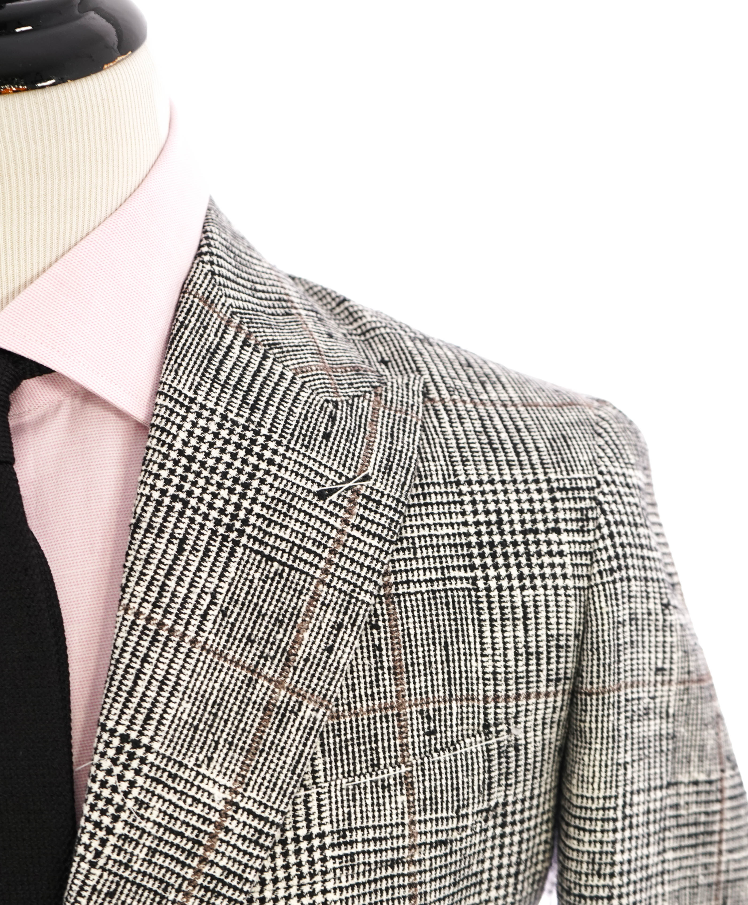 ELEVENTY - "WOOL/SILK/LINEN" PLATINUM Black & Ivory Fleck Suit - 40 (50 EU)