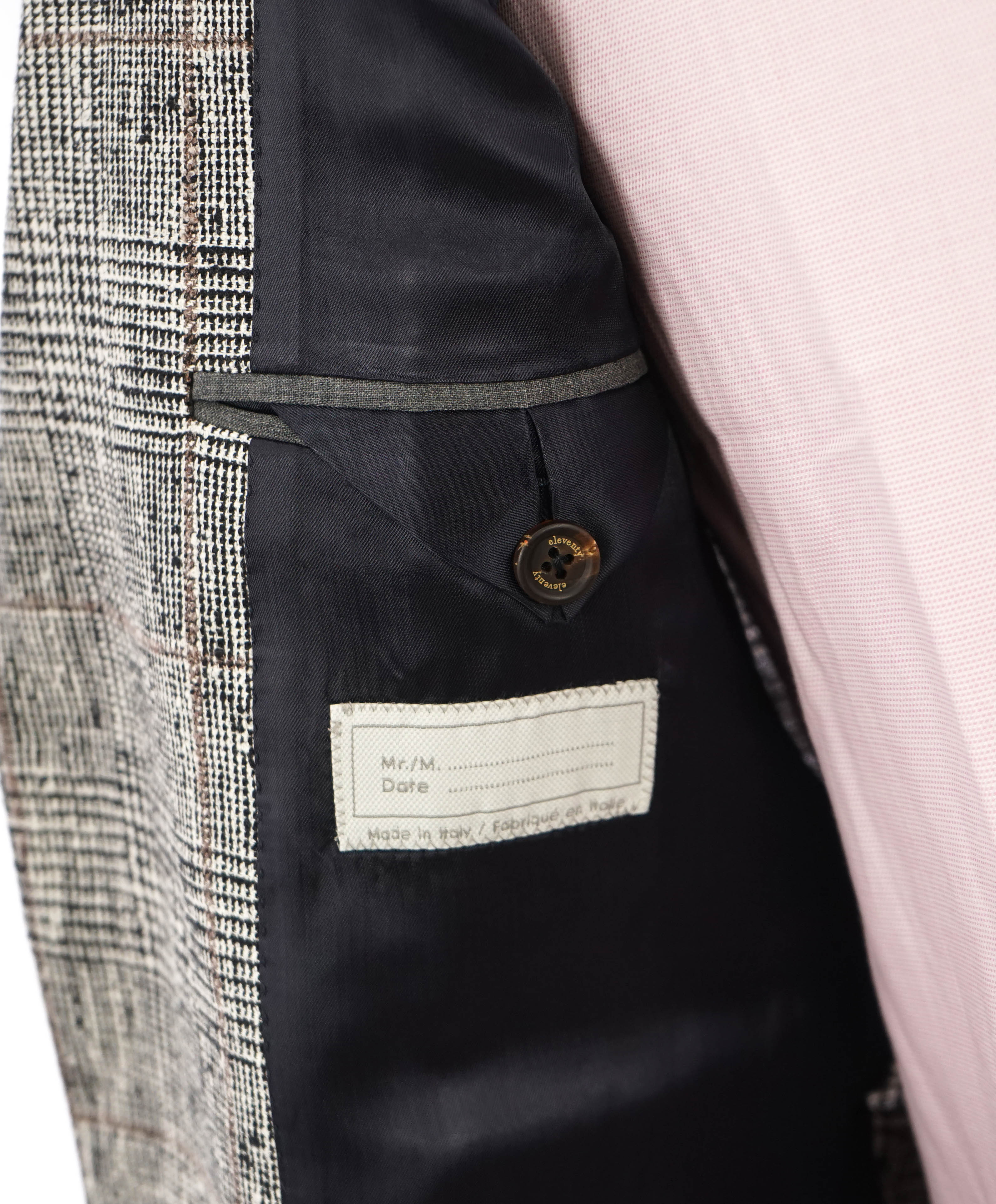 ELEVENTY - "WOOL/SILK/LINEN" PLATINUM Black & Ivory Fleck Suit - 40 (50 EU)