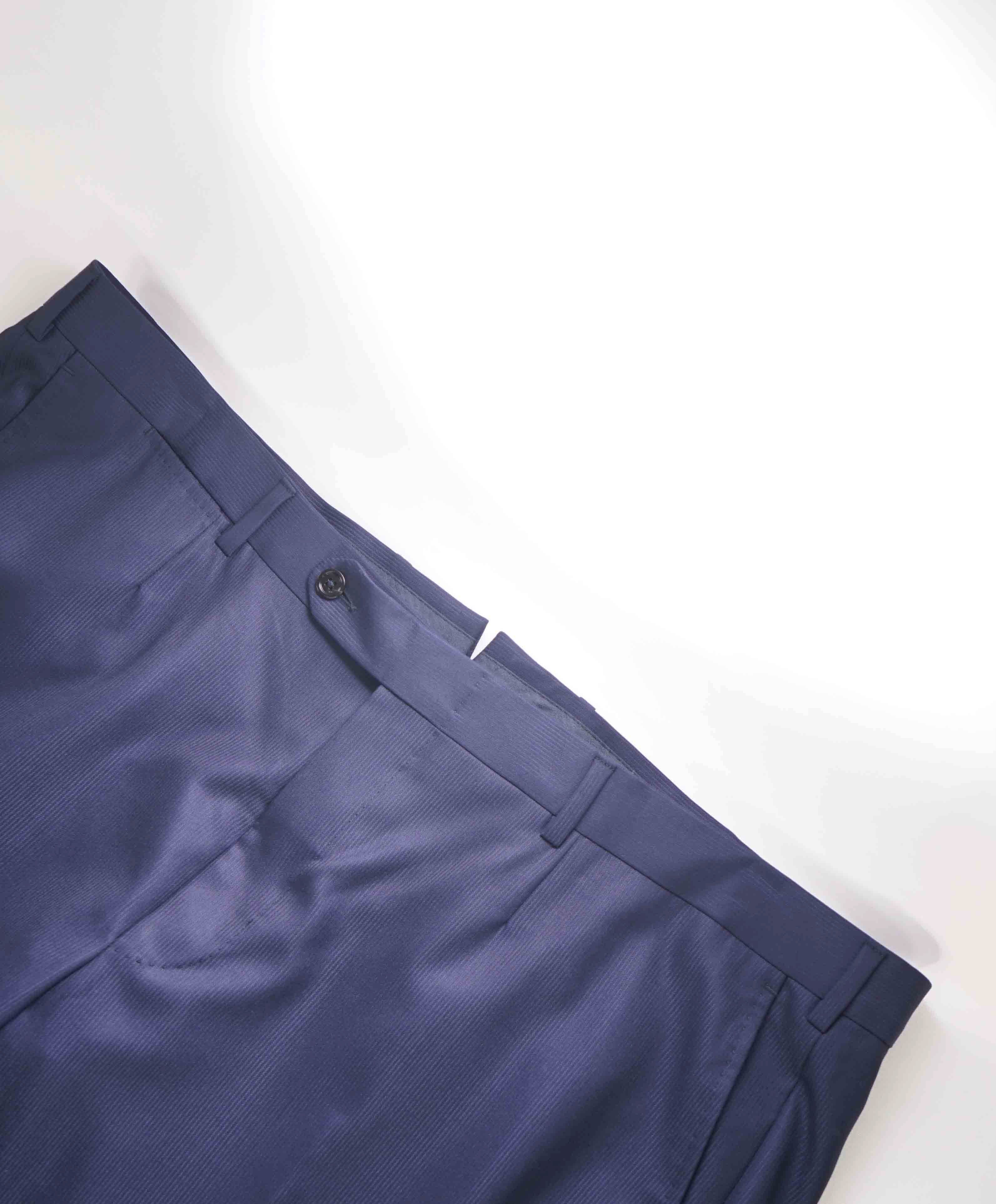 $895 ERMENEGILDO ZEGNA -Navy Blue Textured Premium Dress Pants- 44W (60EU)
