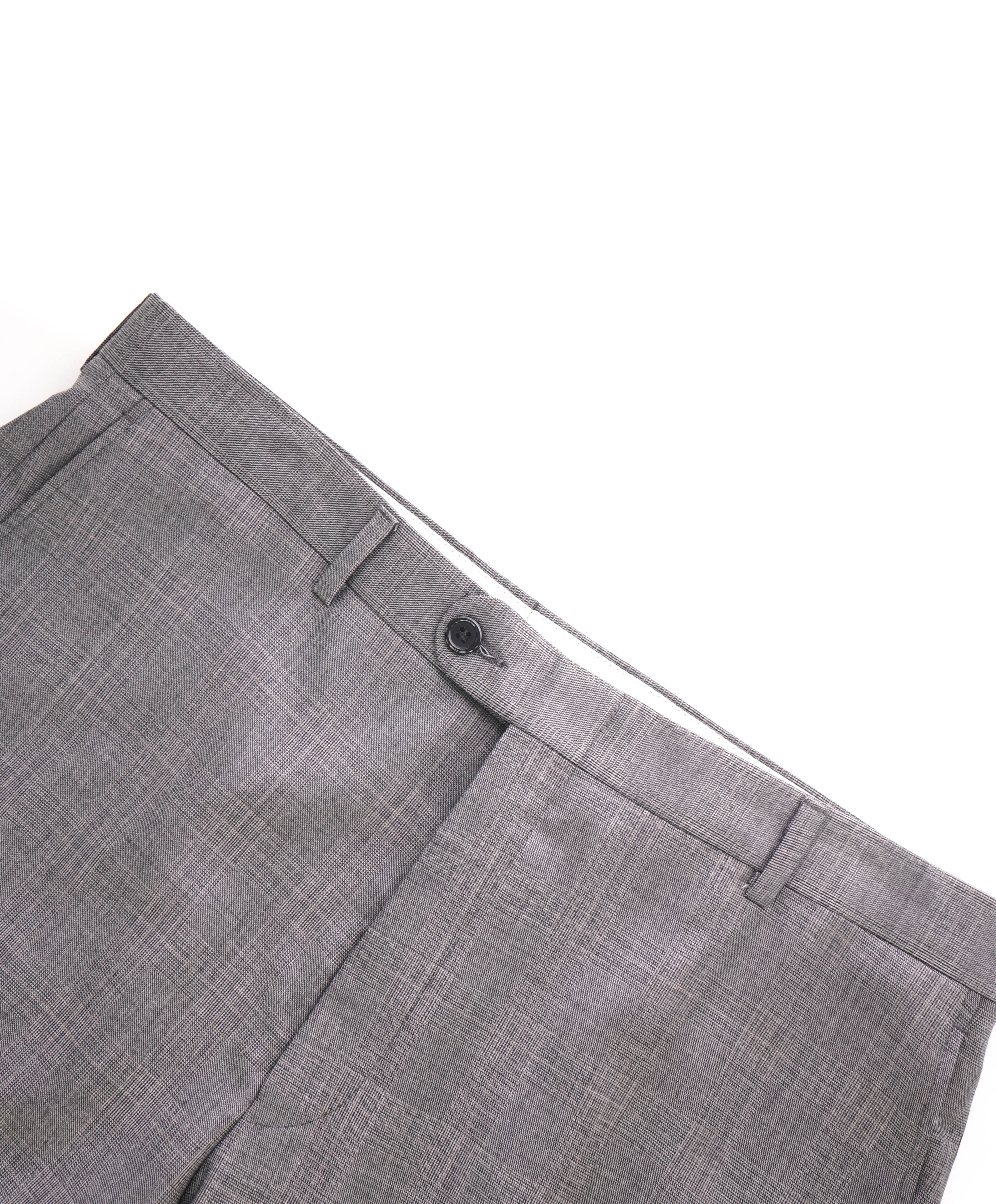 HICKEY FREEMAN - Gray Prince of Wales Plaid Wool Flat Front Dress Pants - 34W