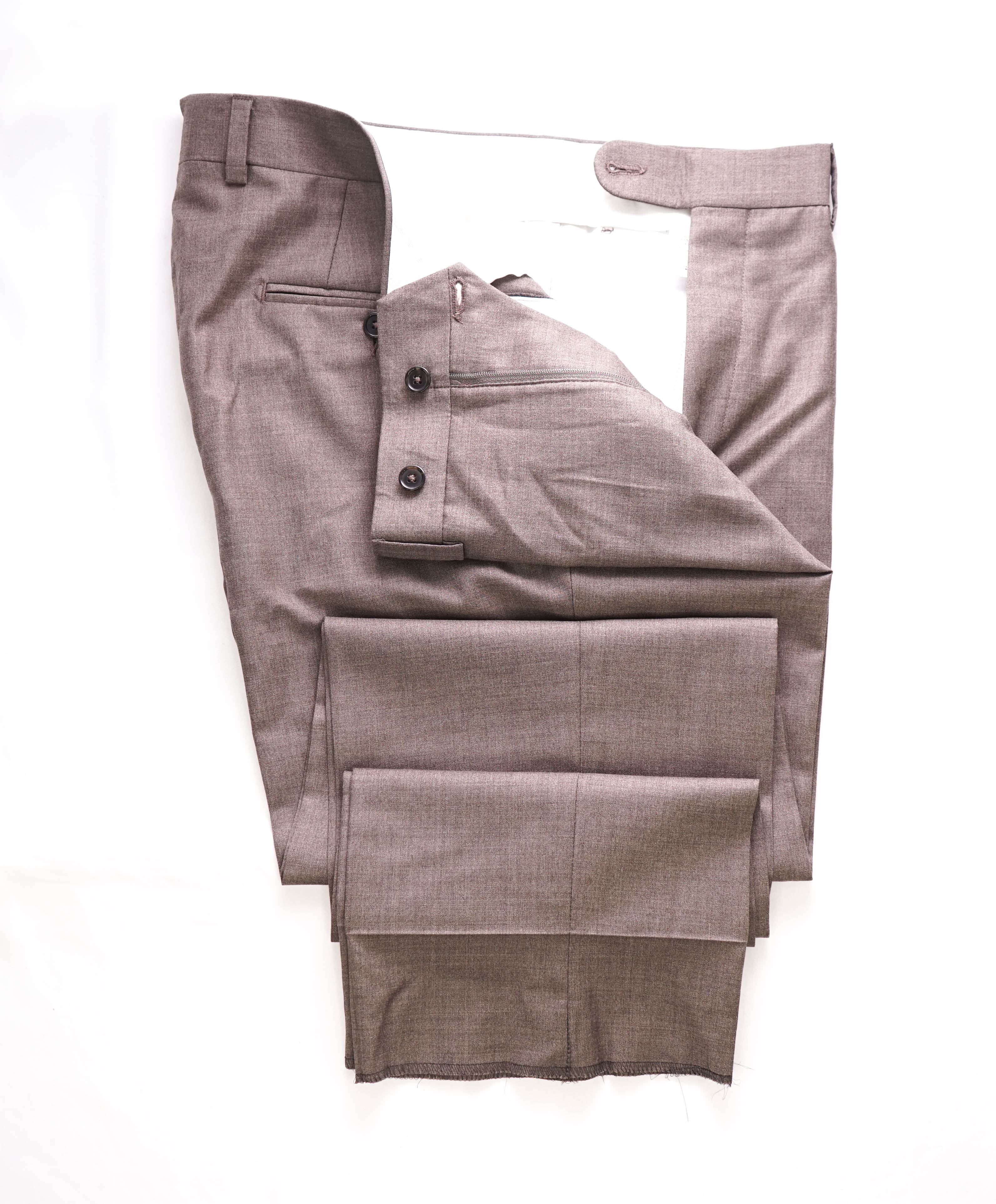 LORO PIANA For SAKS 5TH AVE “Super 150's Wool” Brown Flat Front Pants - 36W