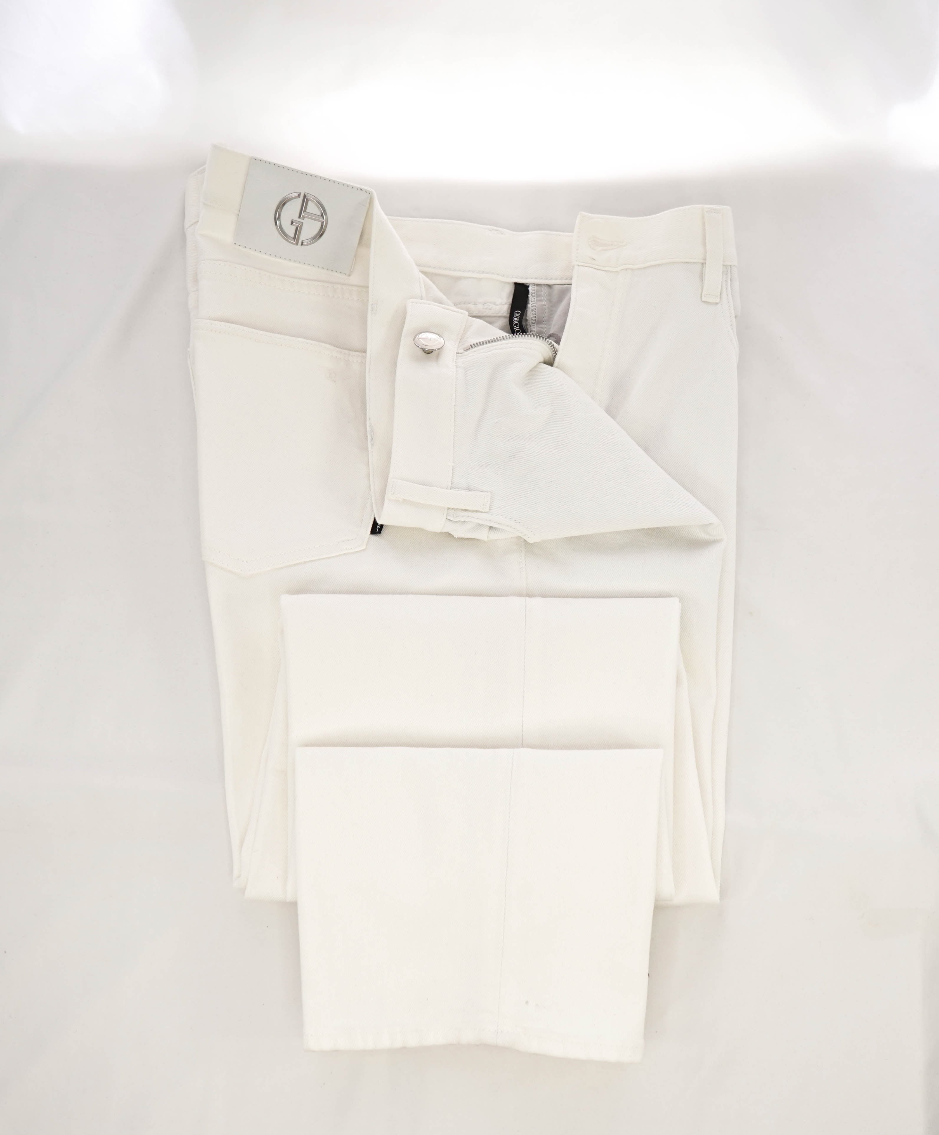GIORGIO ARMANI - LARGE LOGO White 5-Pocket Denim Jeans Pants - 40W