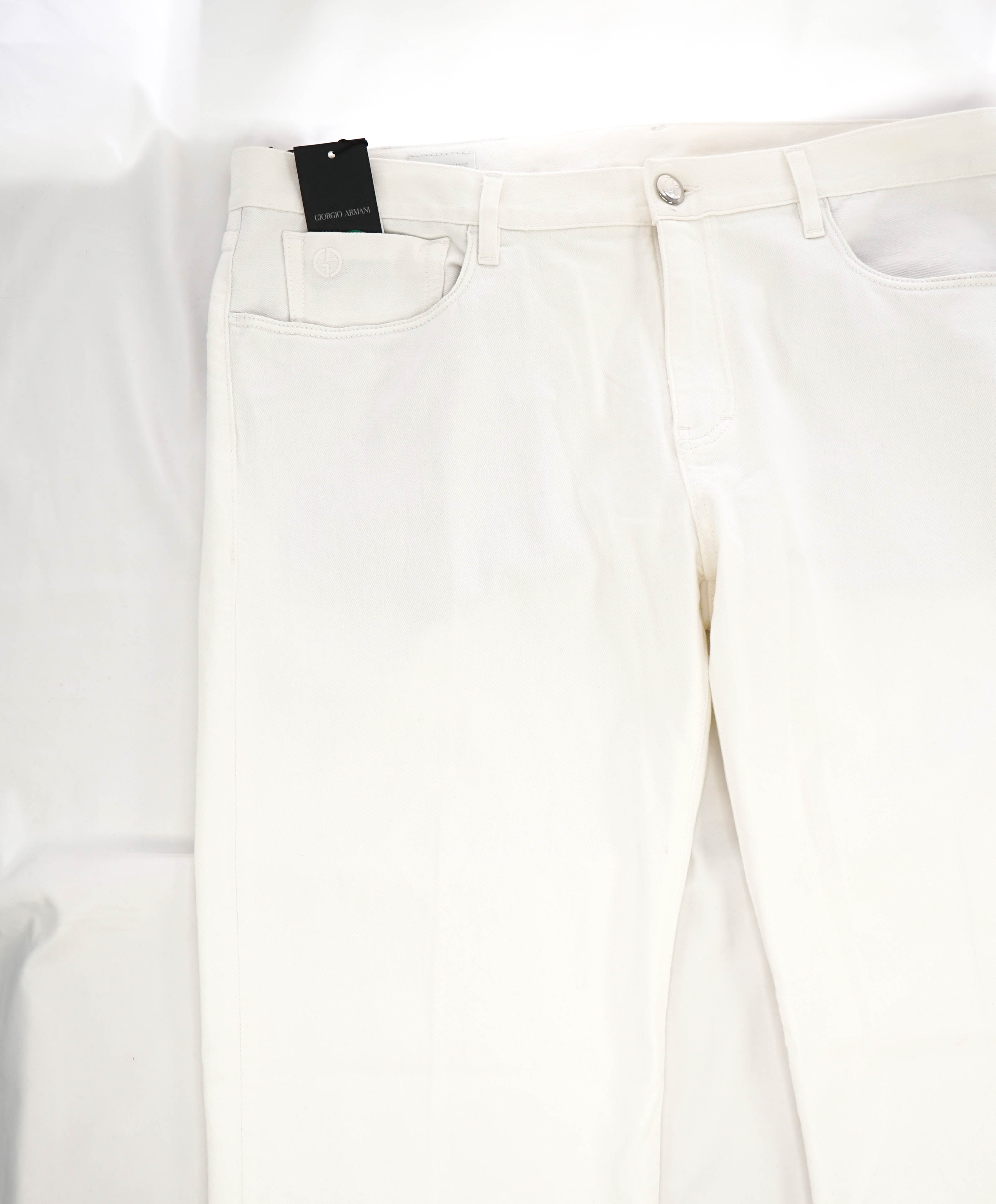 GIORGIO ARMANI - LARGE LOGO White 5-Pocket Denim Jeans Pants - 40W