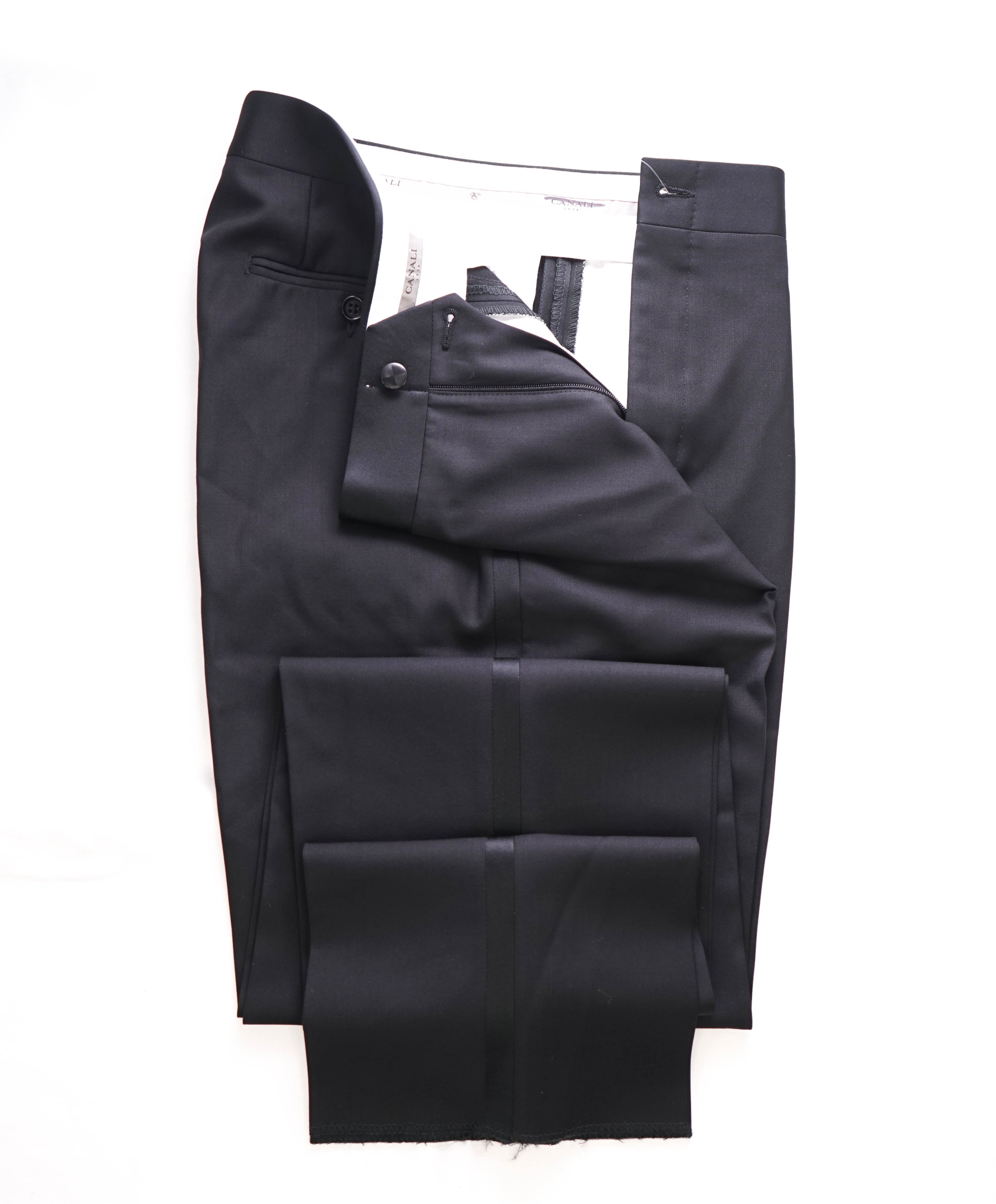CANALI - *CLOSET STAPLE* Black Tux Flat Front Dinner Pants - 30W