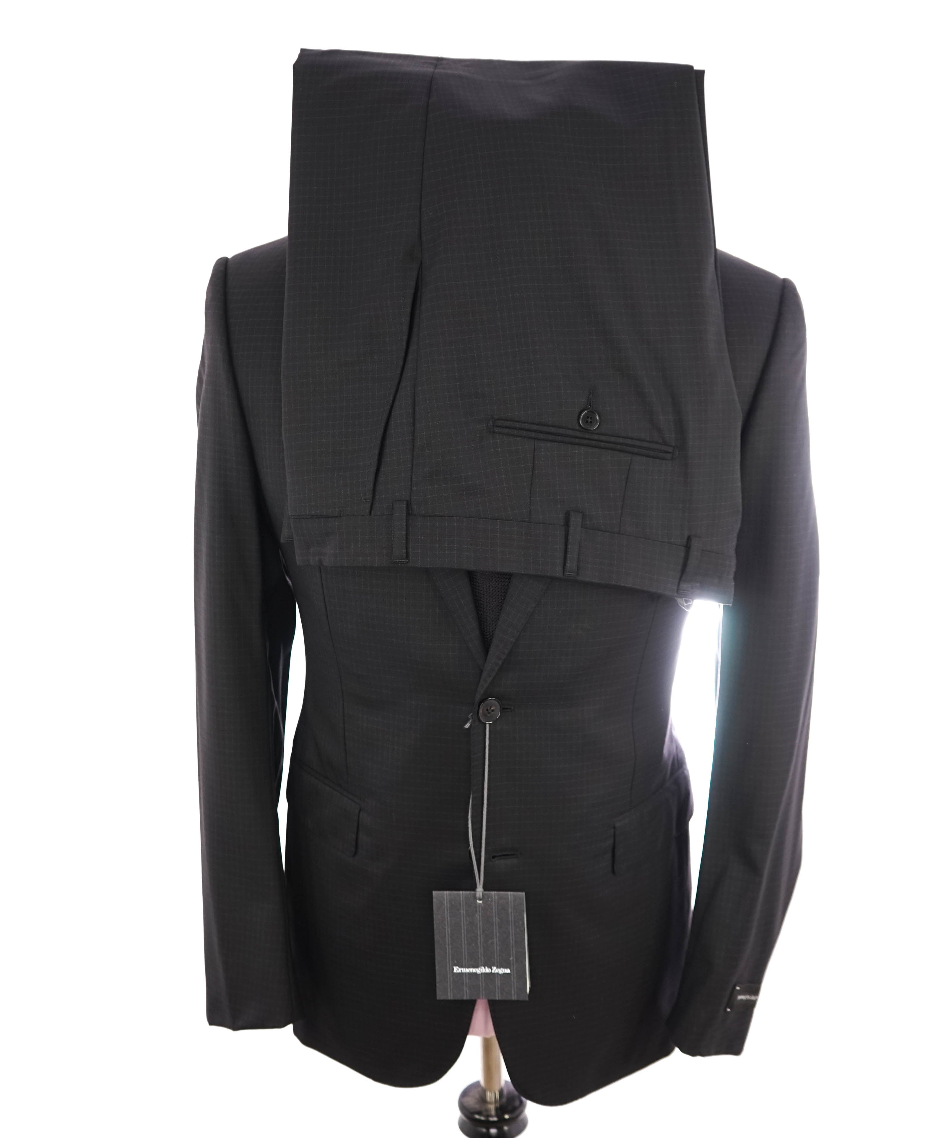 ERMENEGILDO ZEGNA - "15 MILMIL 15" Black Check Plaid Premium Fabric Suit - 40R