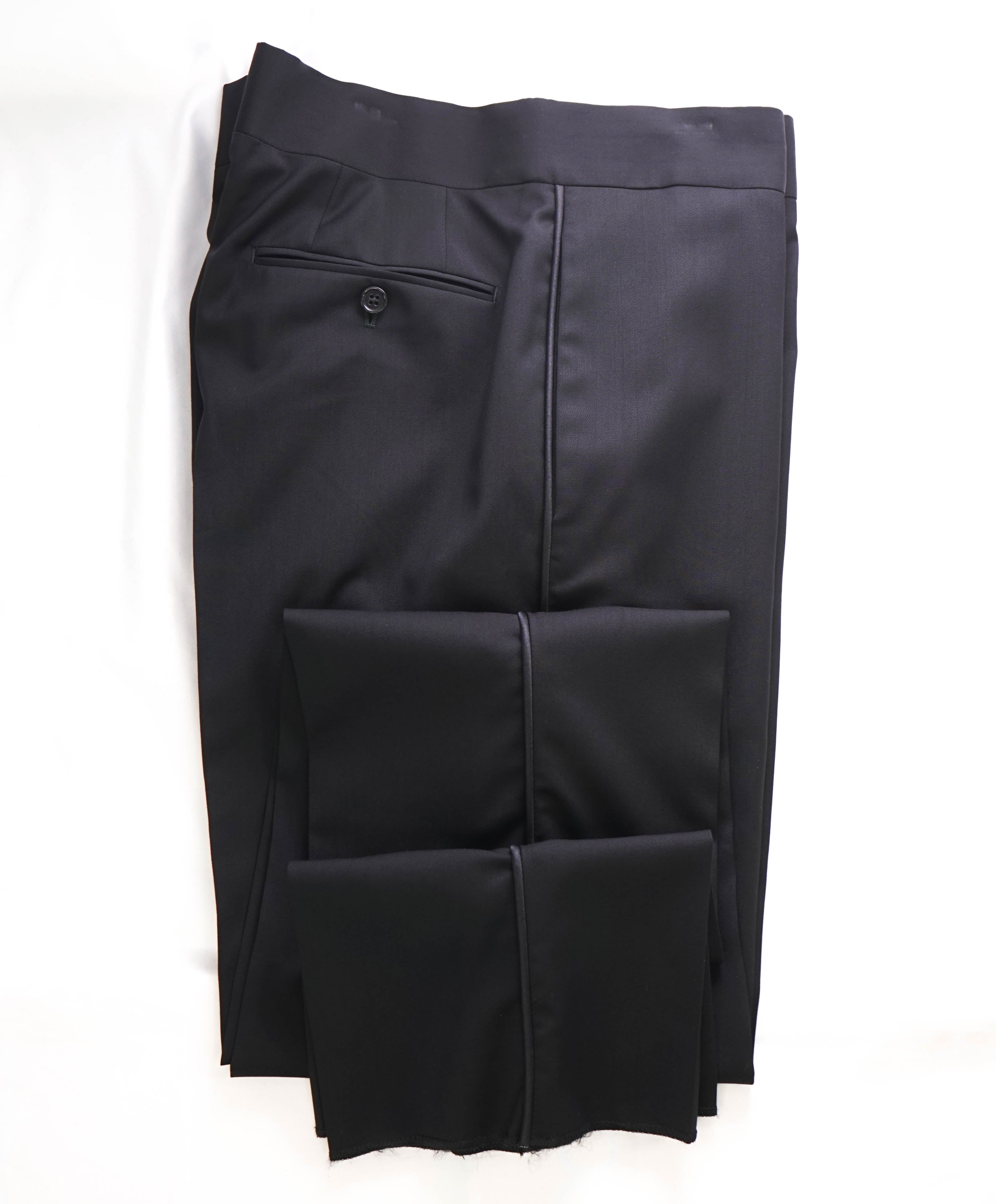 ARMANI COLLEZIONI - Solid Black Tux Dinner Flat Front Dress Pants - 35W