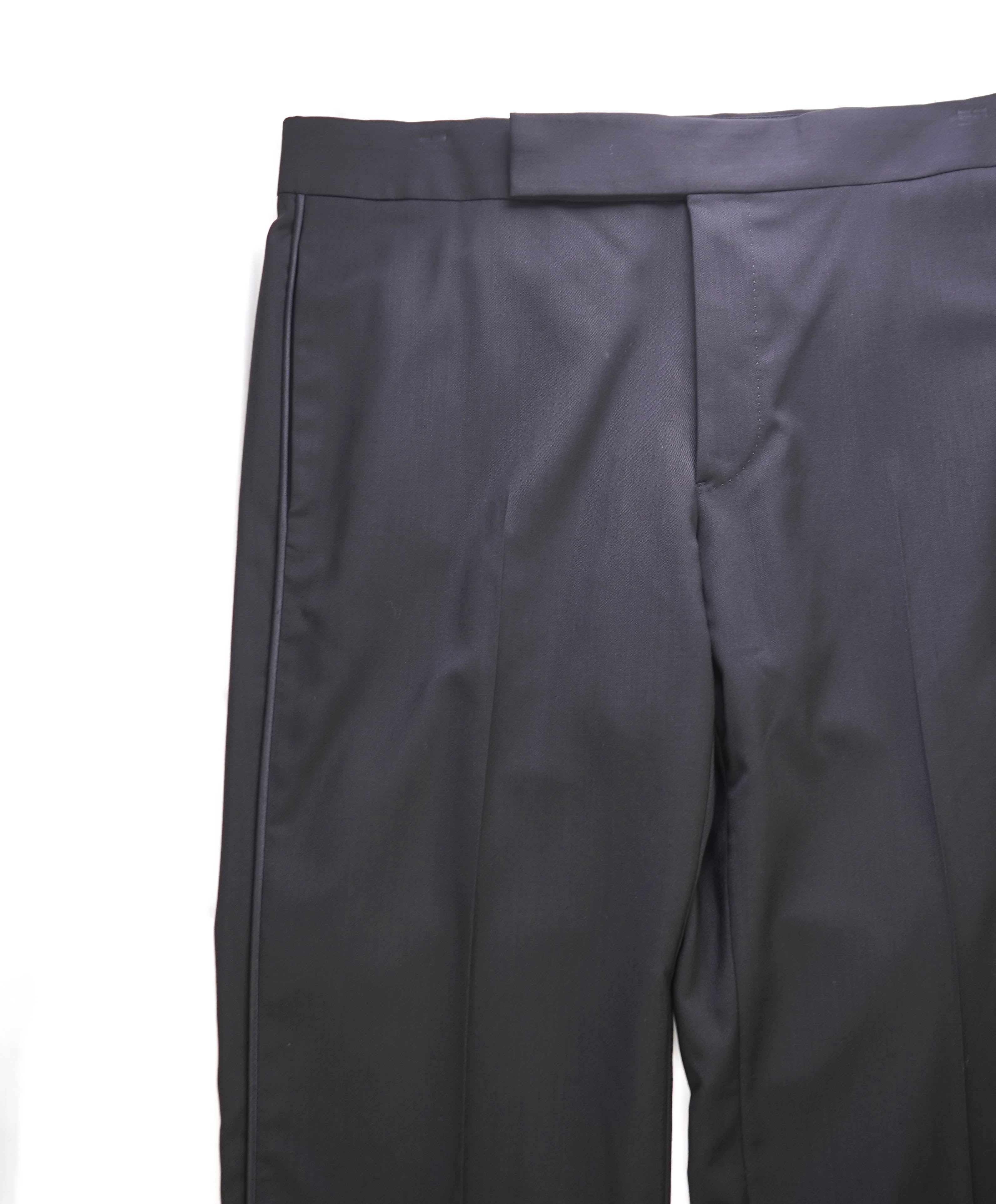 ARMANI COLLEZIONI - Solid Black Tux Dinner Flat Front Dress Pants - 35W