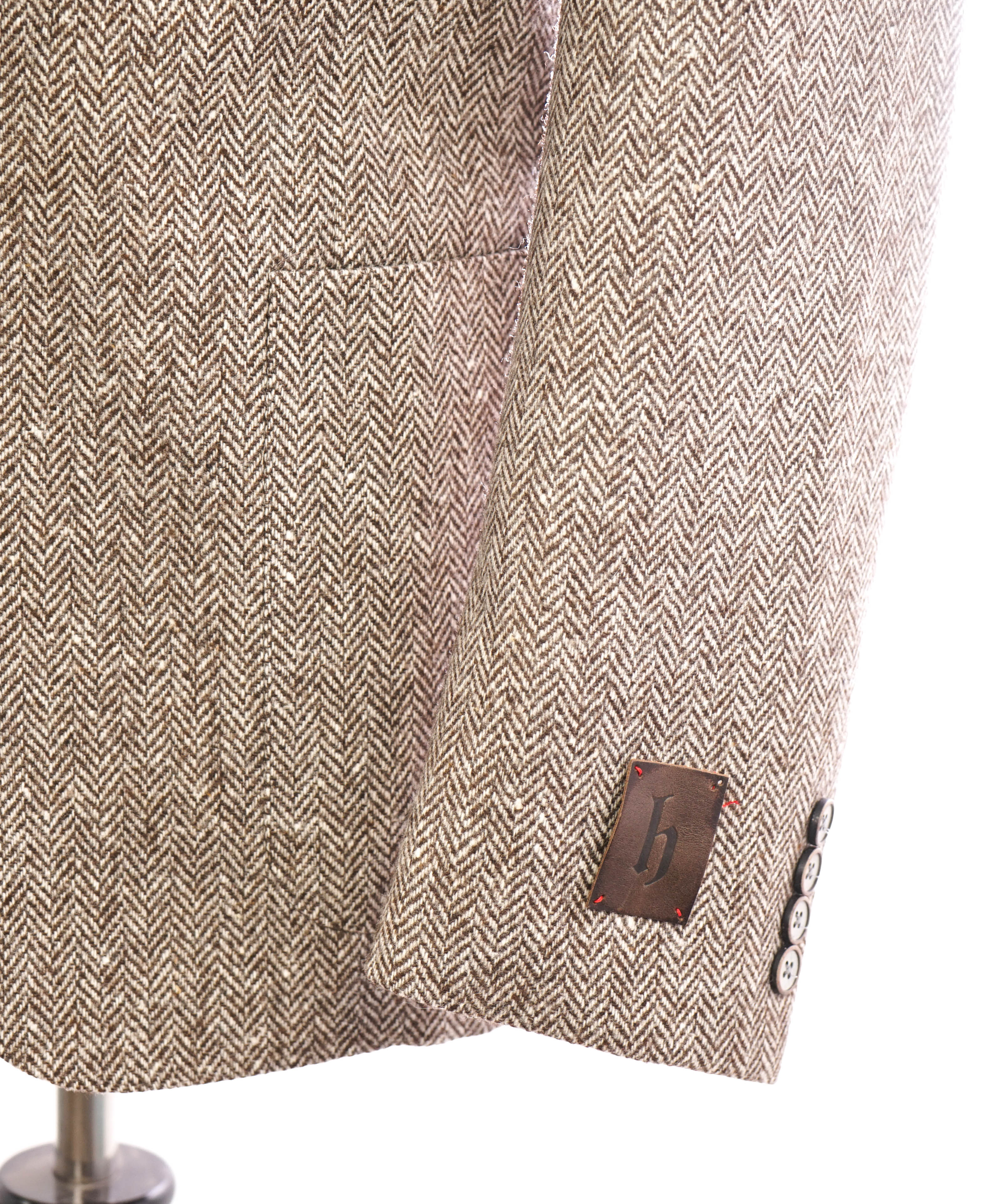 HICKEY FREEMAN - Brown HERRINGBONE Flannel Semi-Lined Blazer - 42R