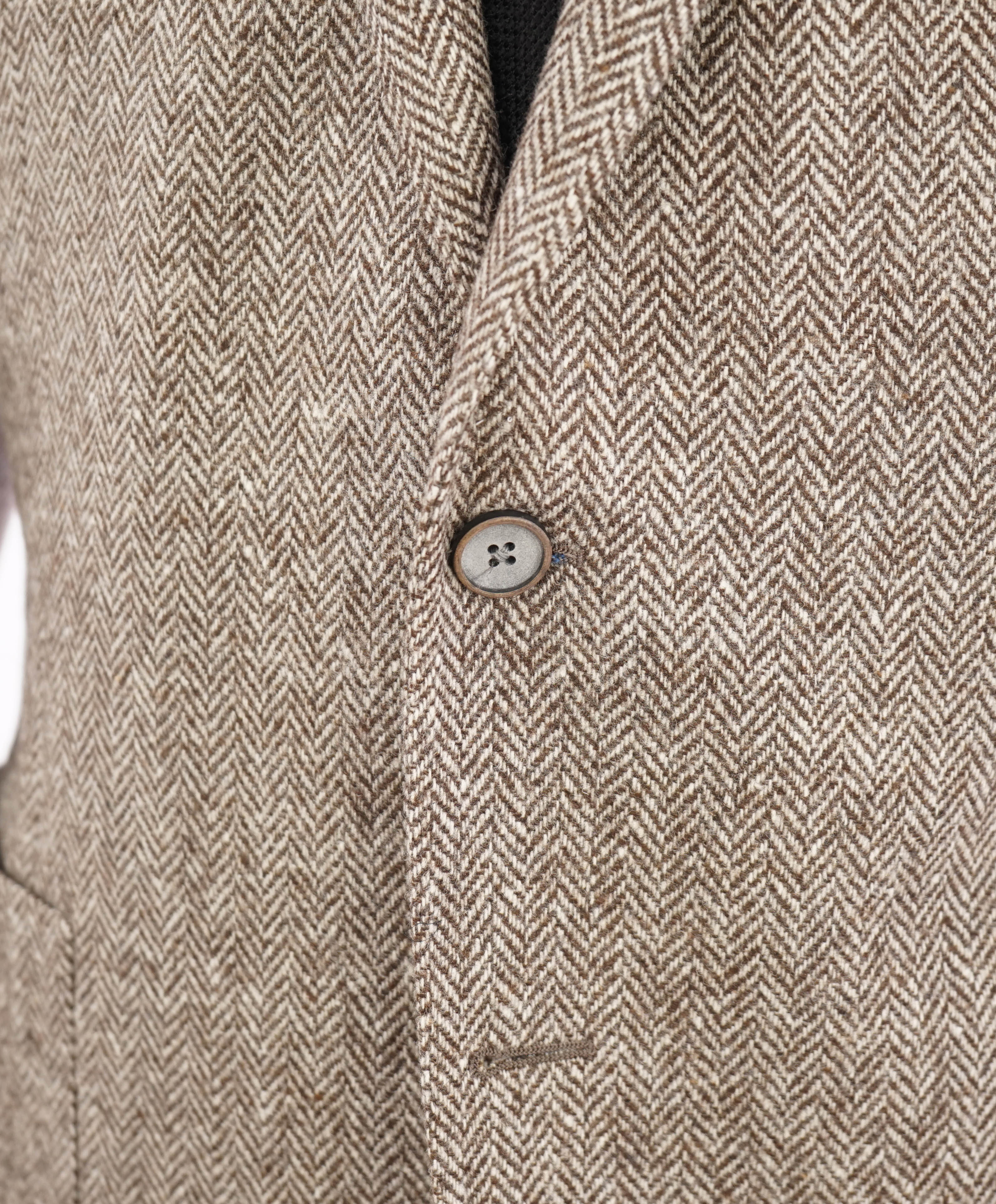 HICKEY FREEMAN - Brown HERRINGBONE Flannel Semi-Lined Blazer - 42R