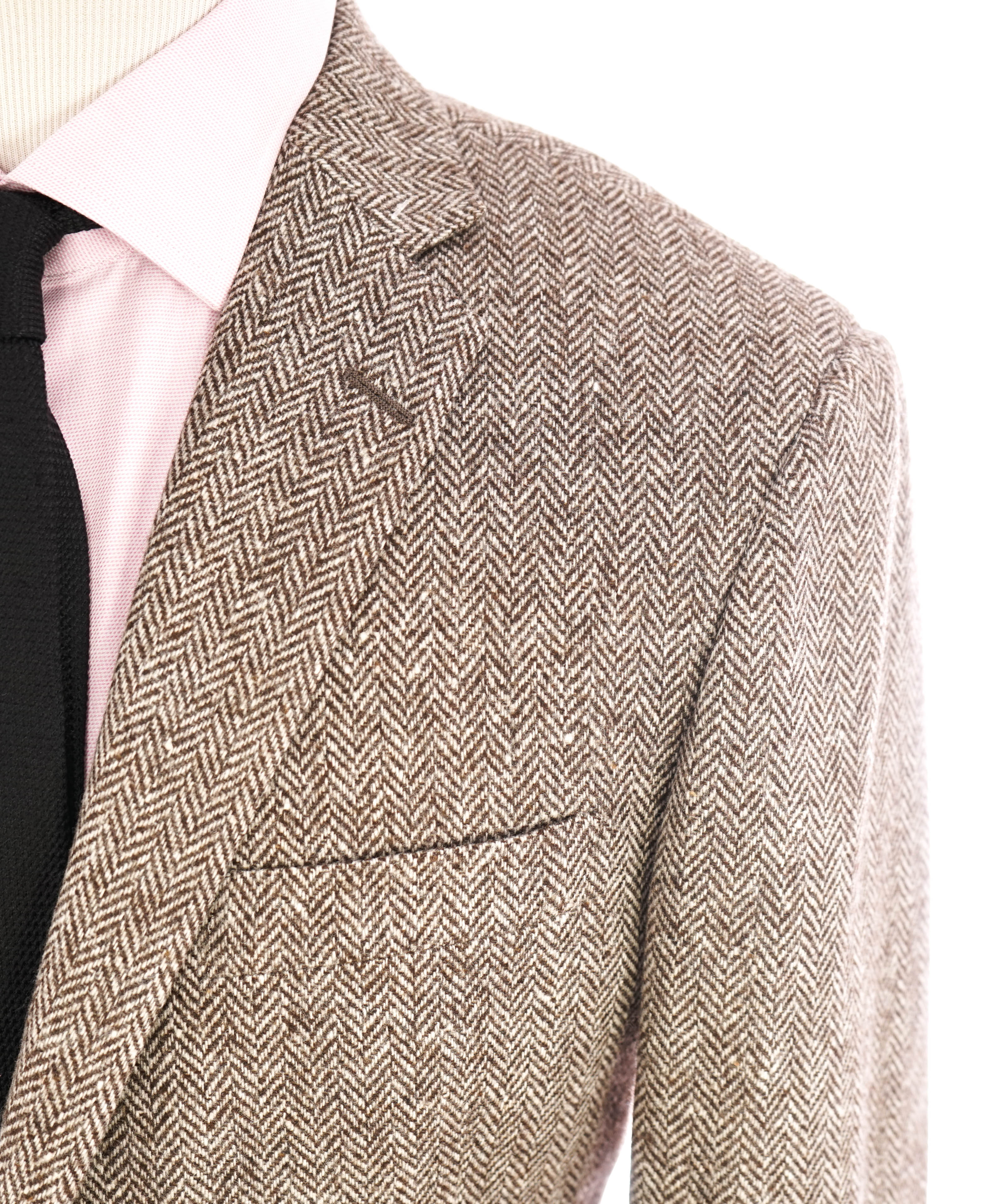 HICKEY FREEMAN - Brown HERRINGBONE Flannel Semi-Lined Blazer - 42R