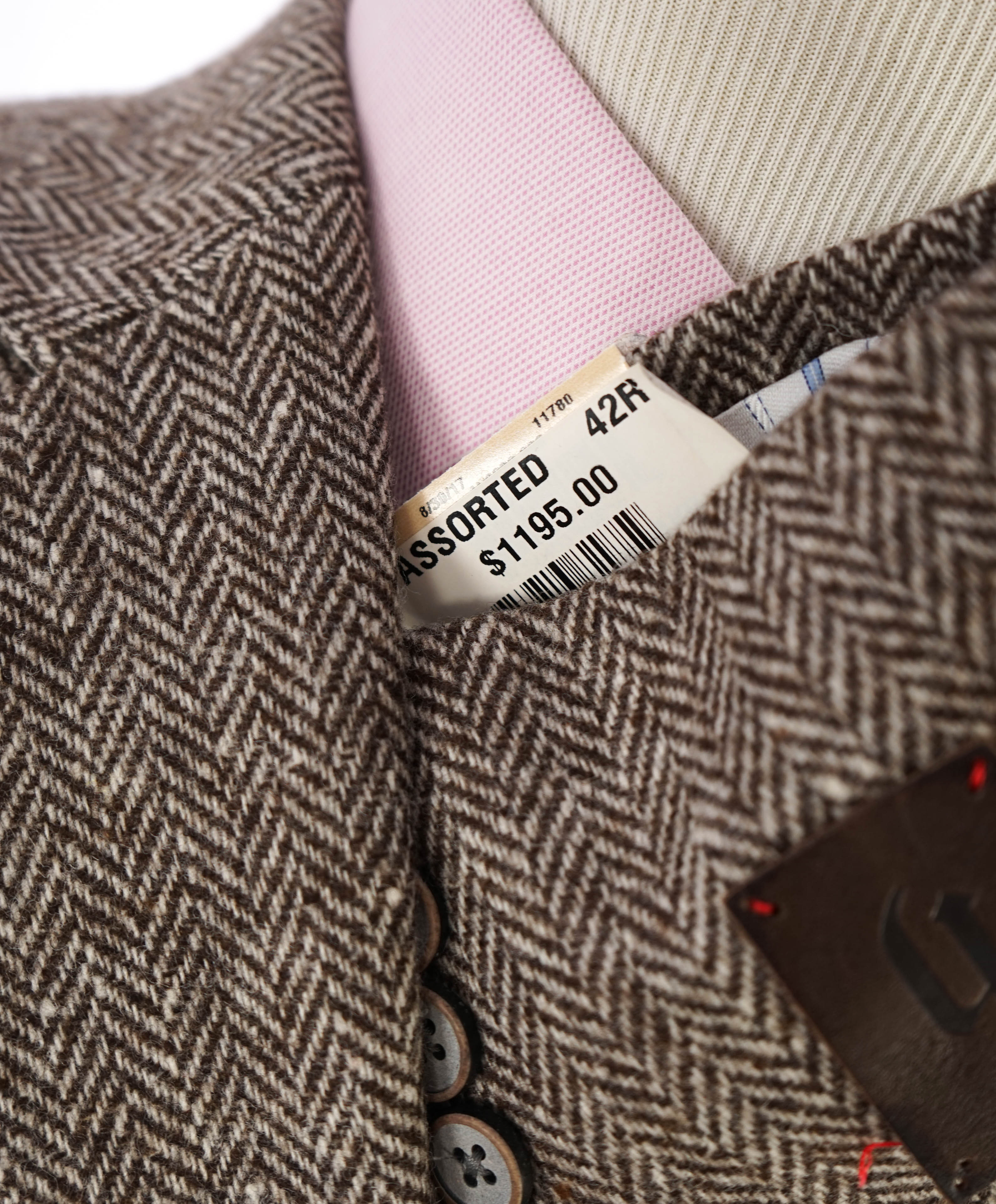 HICKEY FREEMAN - Brown HERRINGBONE Flannel Semi-Lined Blazer - 42R