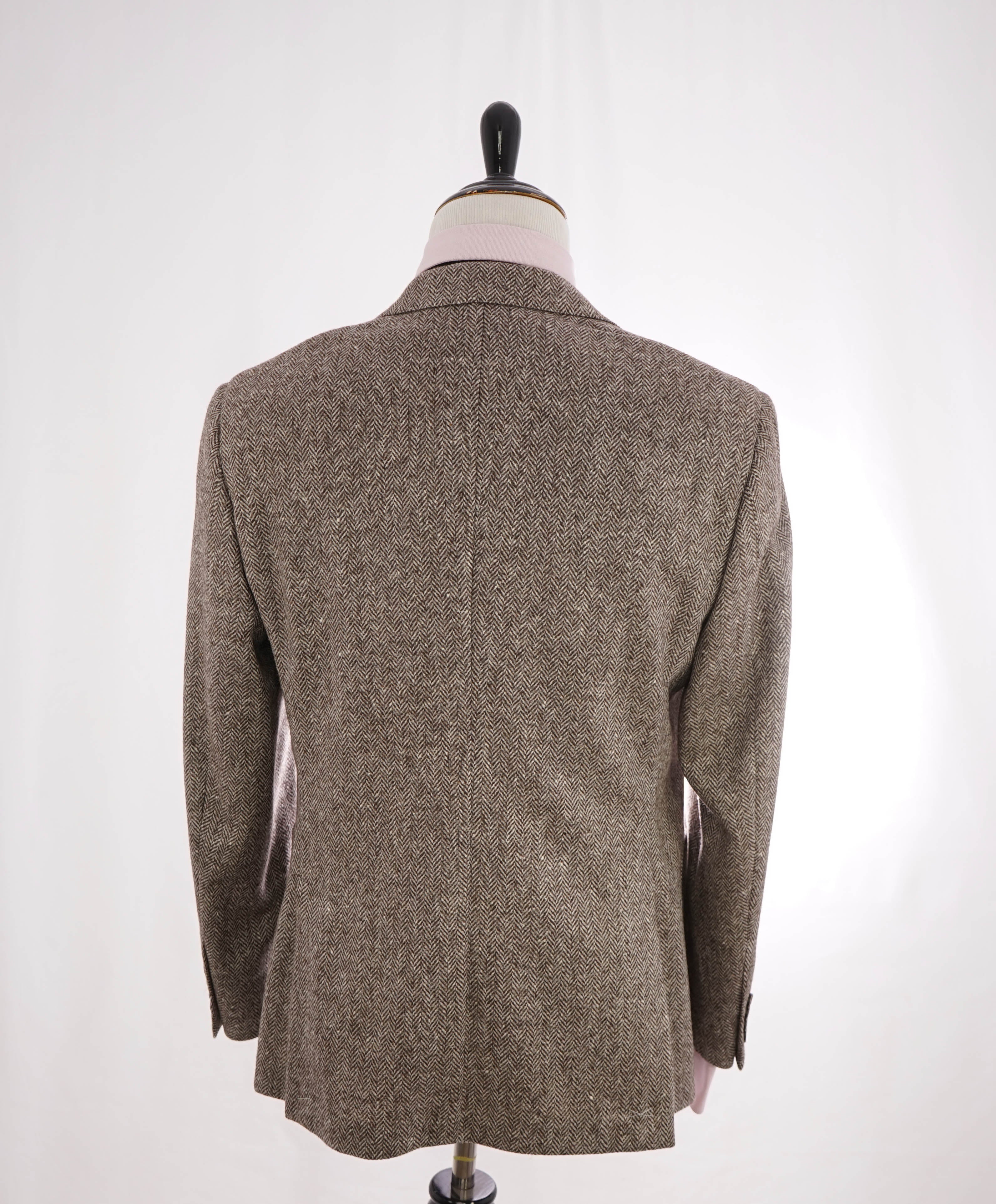 HICKEY FREEMAN - Brown HERRINGBONE Flannel Semi-Lined Blazer - 42R
