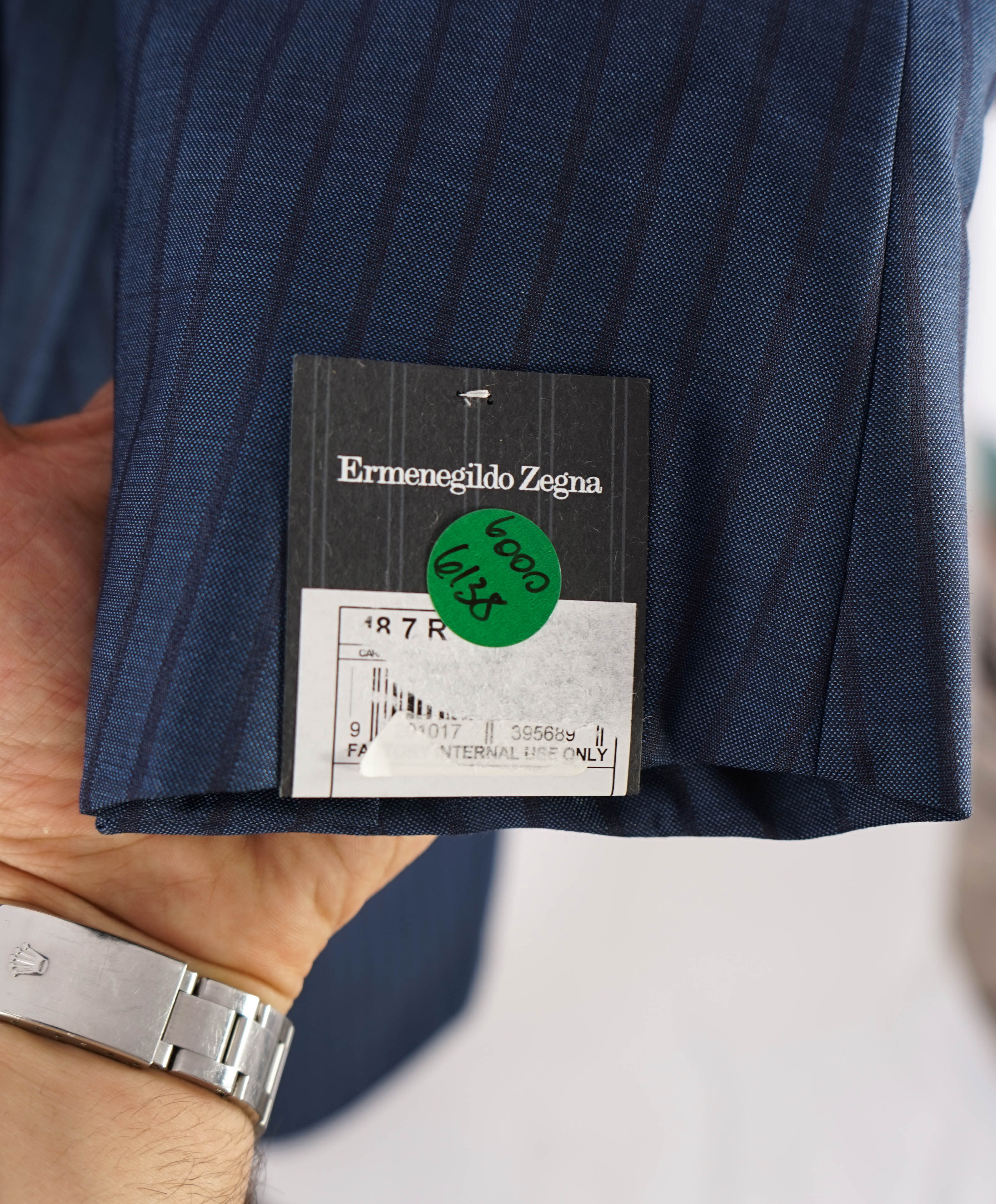 $3,995 ERMENEGILDO ZEGNA -"TROFEO 600" *Chalk Stripe* Blue Silk Suit - 38R